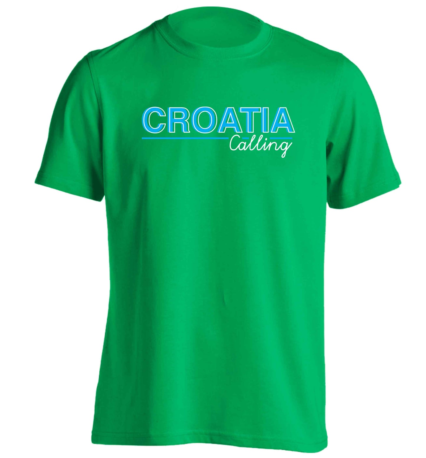 Croatia calling adults unisex green Tshirt 2XL