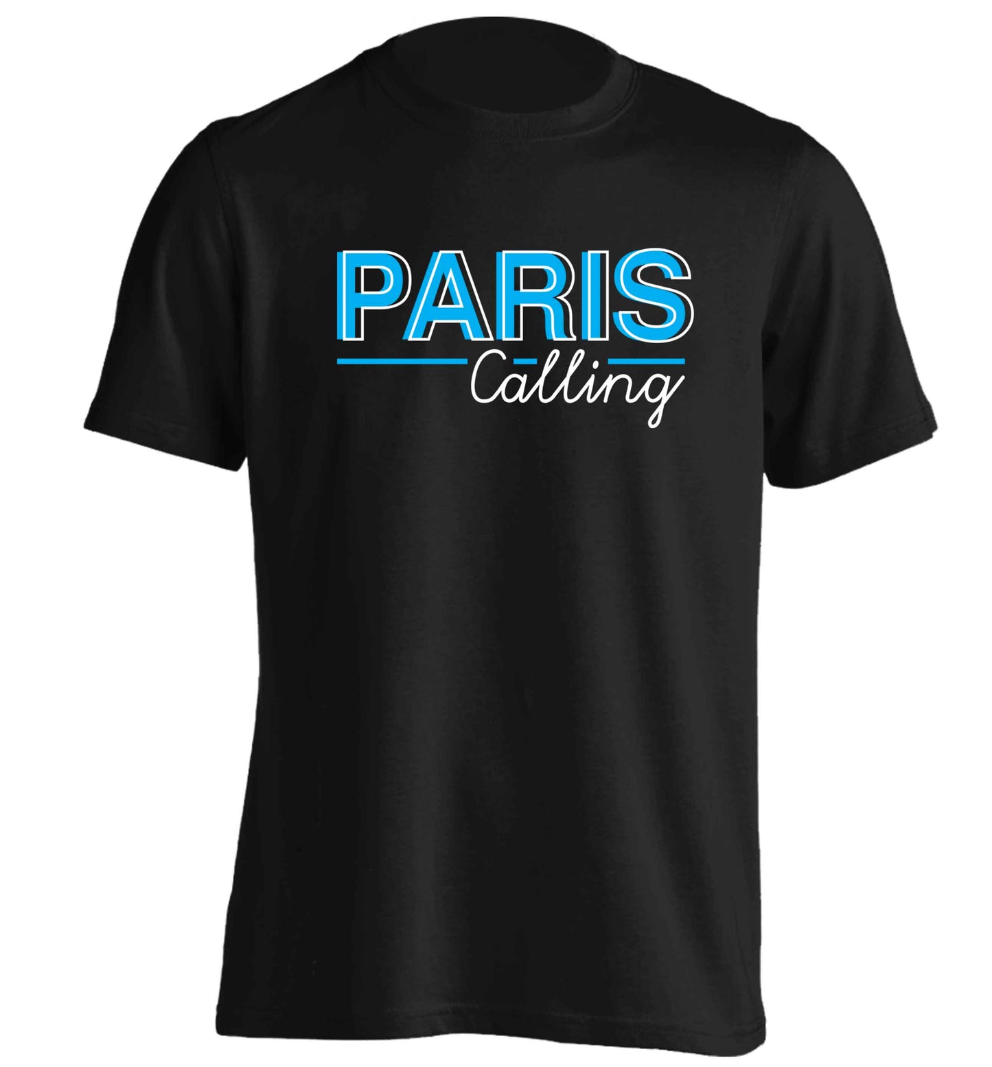 Paris calling adults unisex black Tshirt 2XL