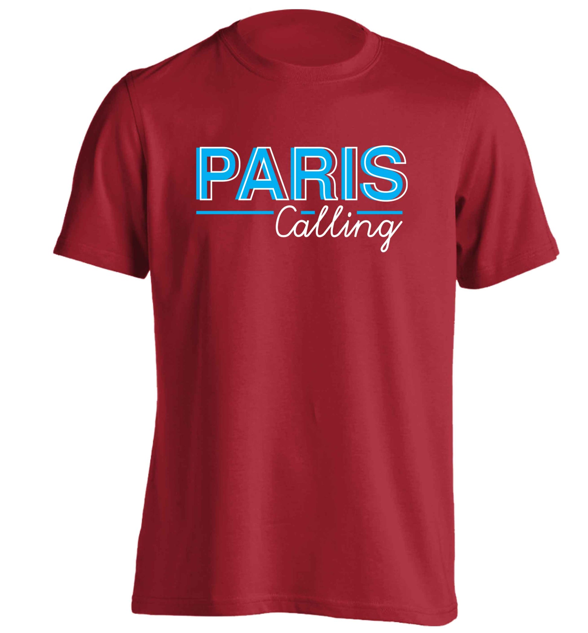 Paris calling adults unisex red Tshirt 2XL
