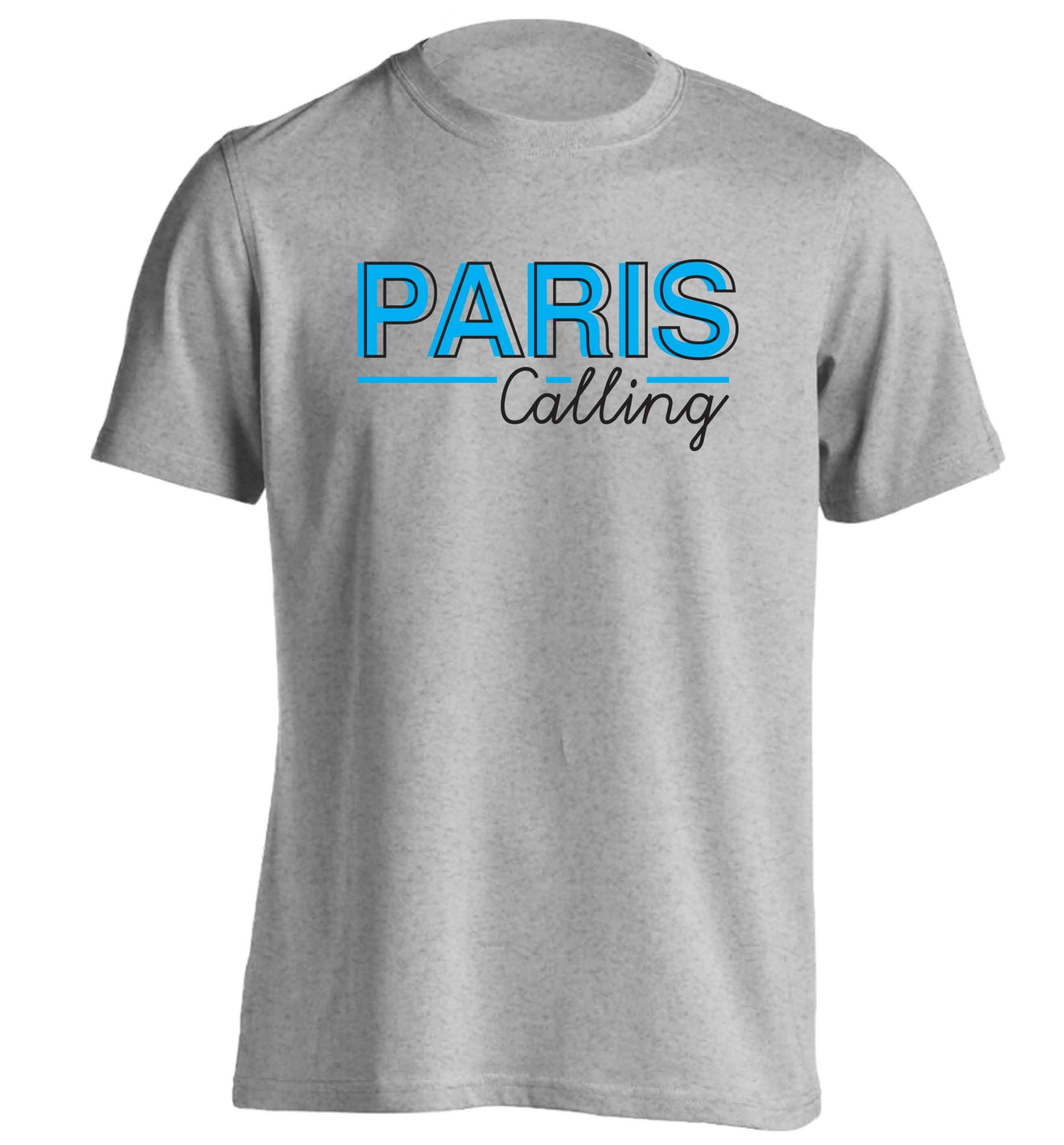 Paris calling adults unisex grey Tshirt 2XL