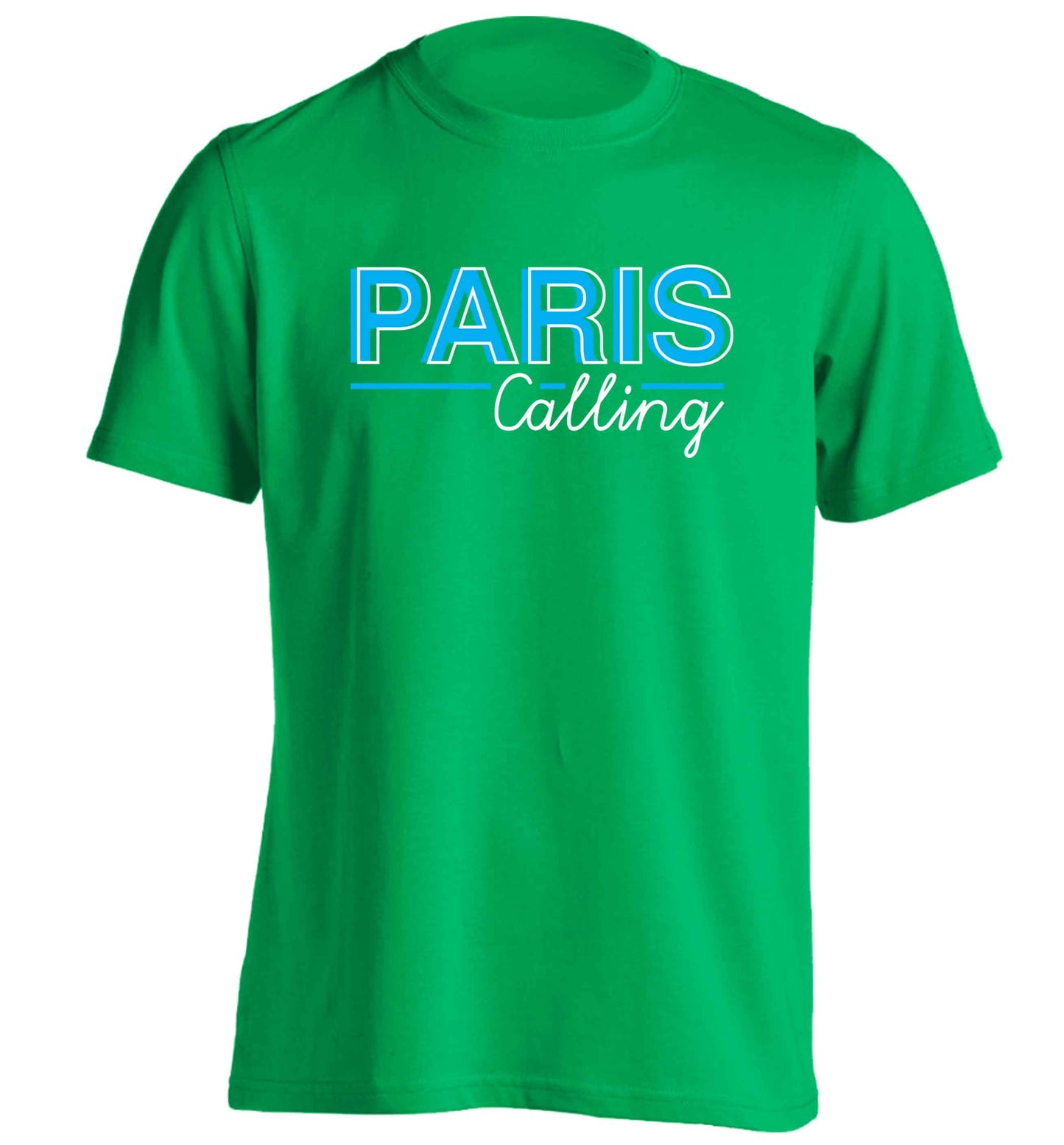 Paris calling adults unisex green Tshirt 2XL
