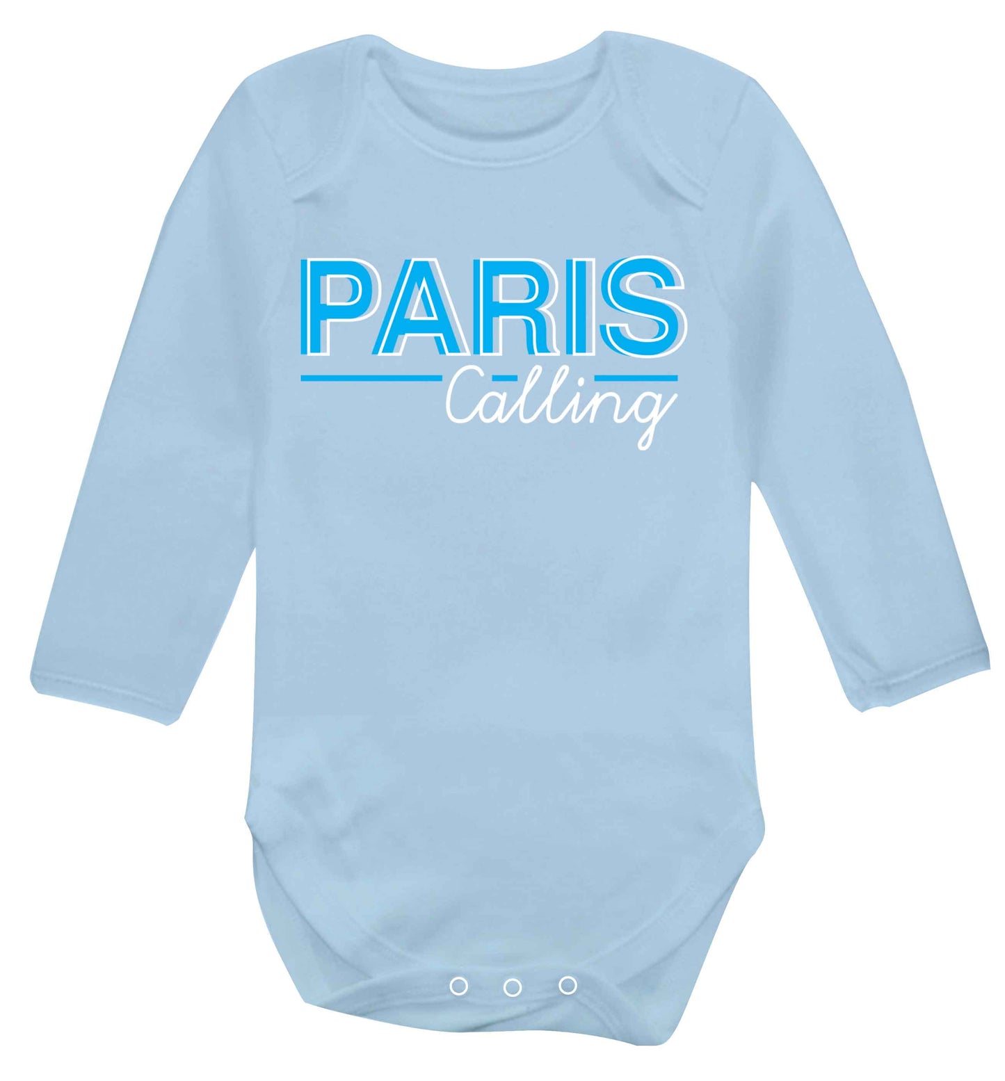 Paris calling Baby Vest long sleeved pale blue 6-12 months