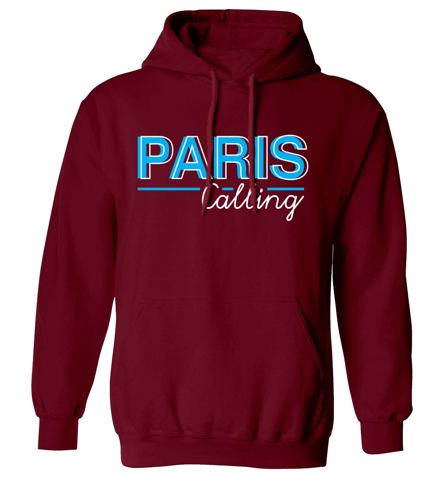 Paris calling adults unisex maroon hoodie 2XL