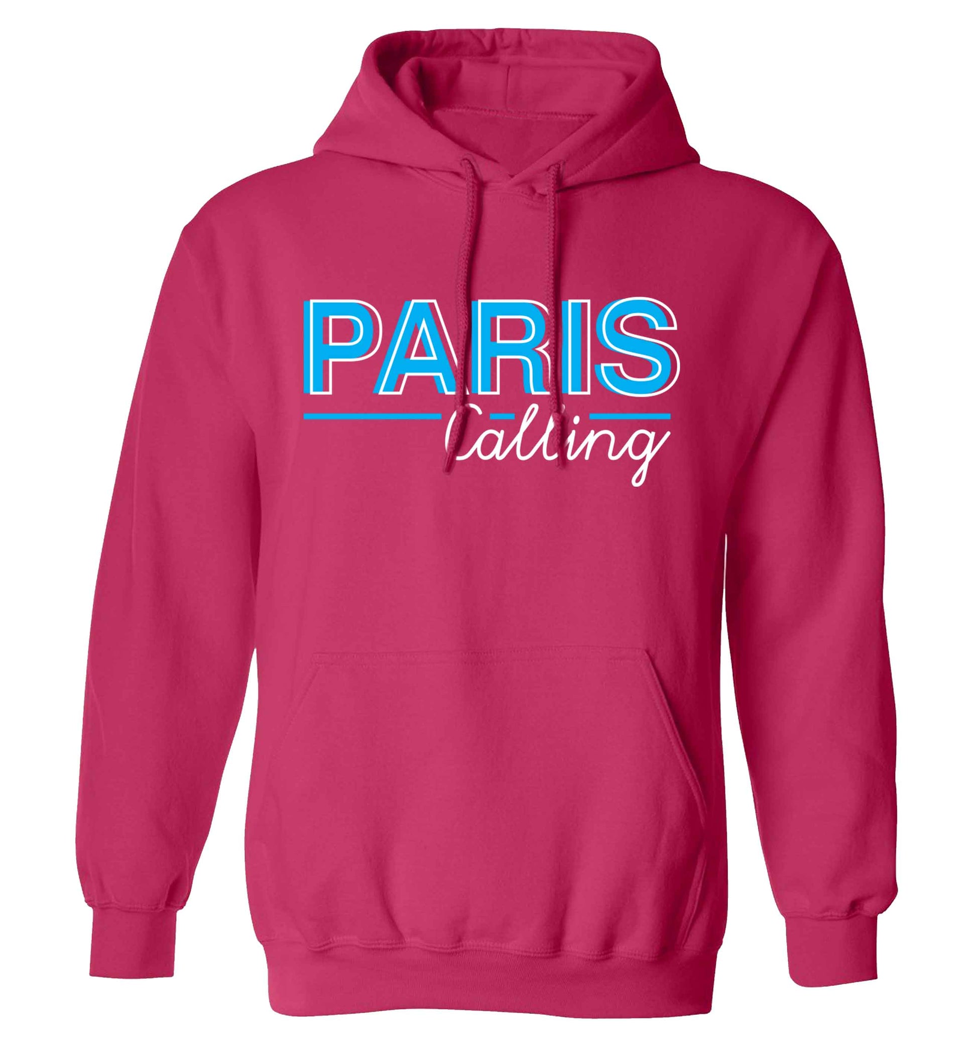 Paris calling adults unisex pink hoodie 2XL
