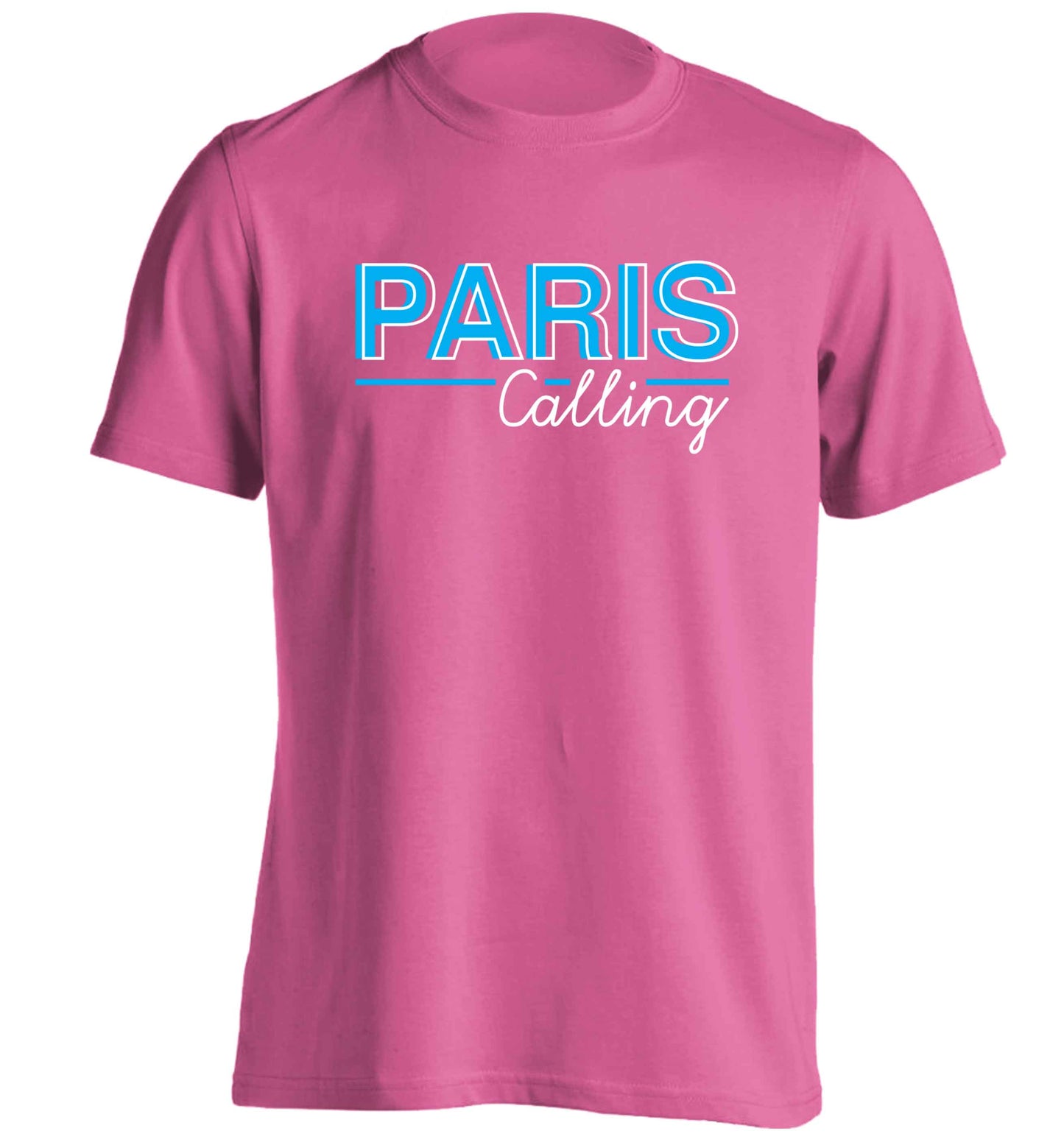 Paris calling adults unisex pink Tshirt 2XL