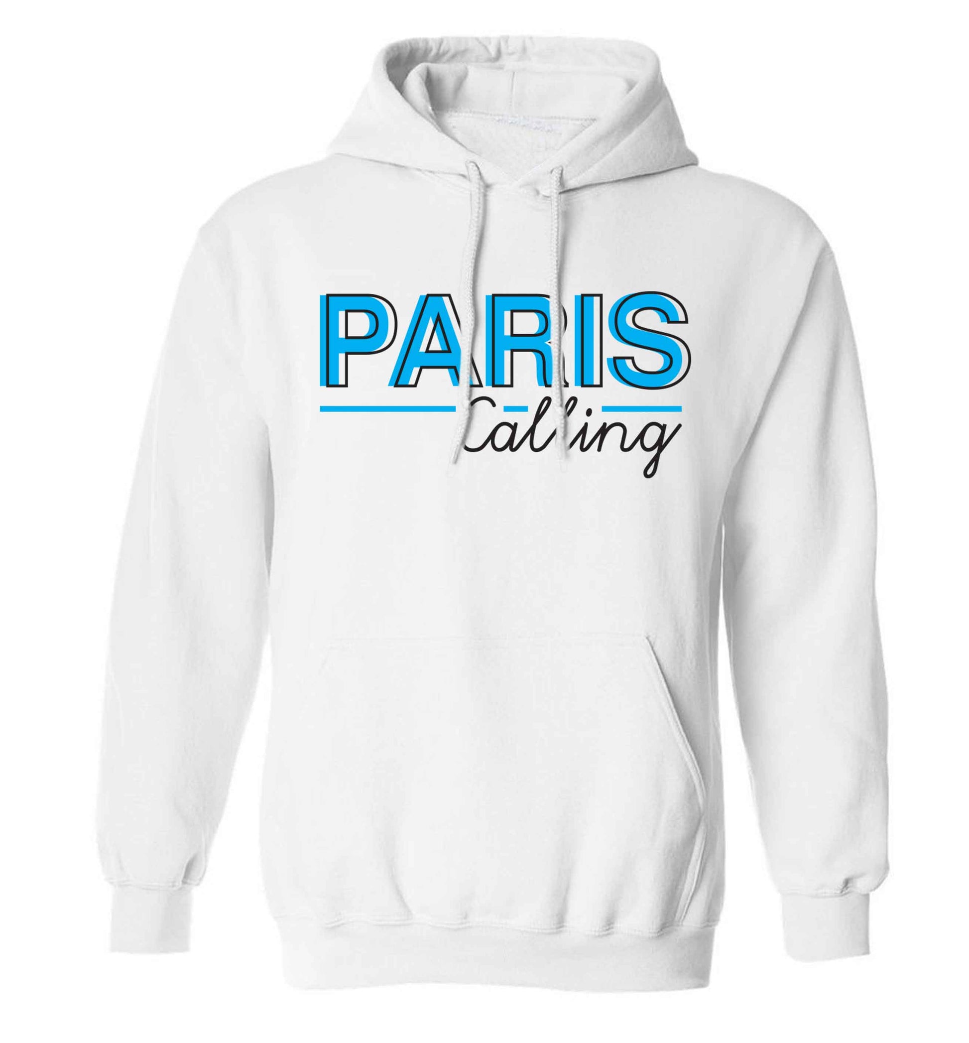 Paris calling adults unisex white hoodie 2XL