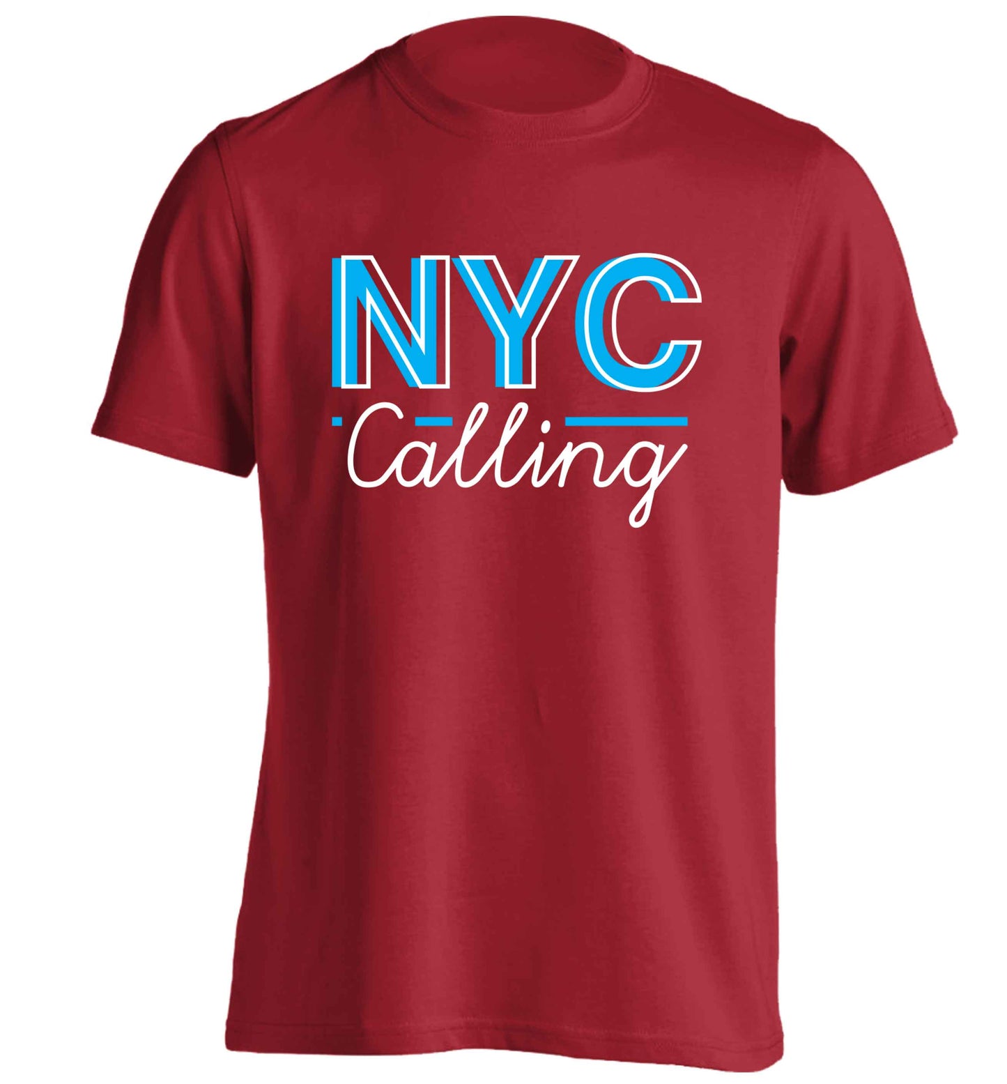 NYC calling adults unisex red Tshirt 2XL