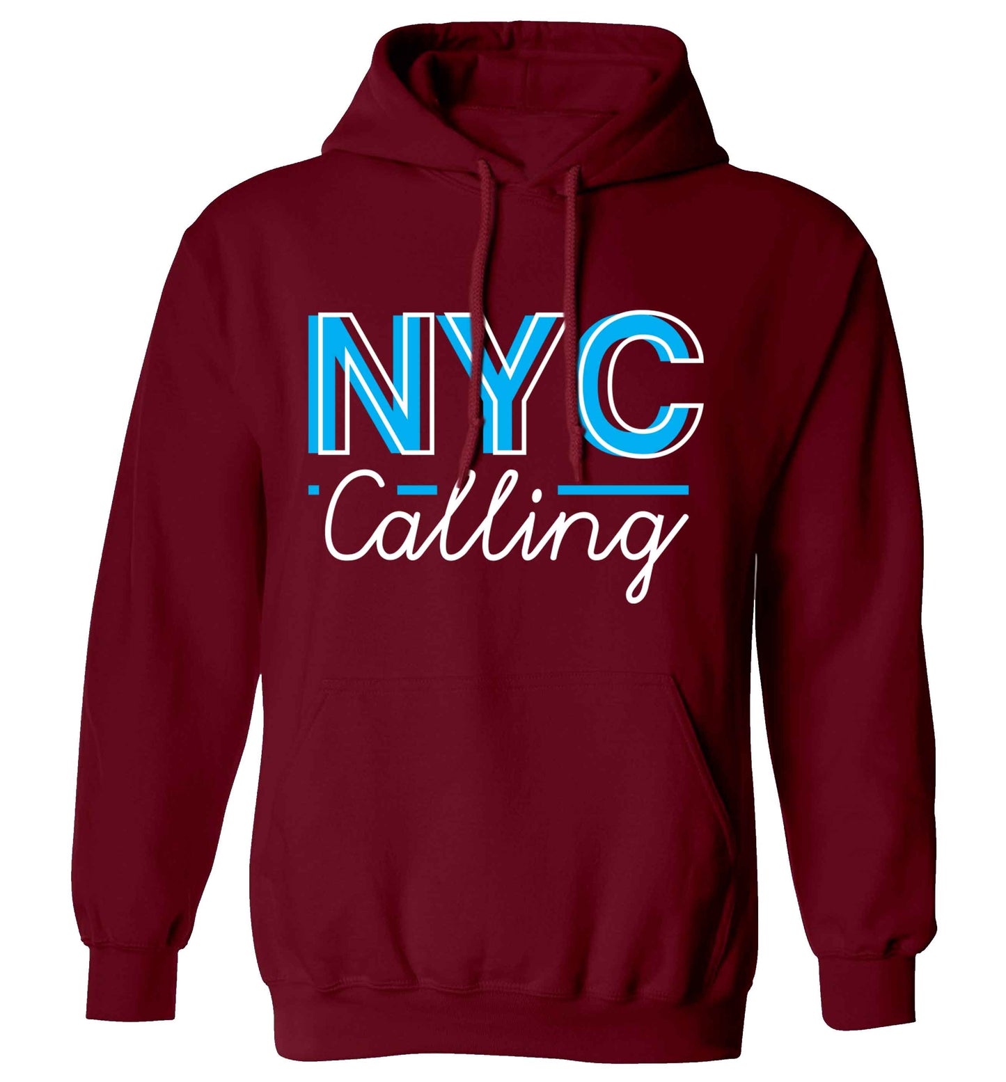 NYC calling adults unisex maroon hoodie 2XL