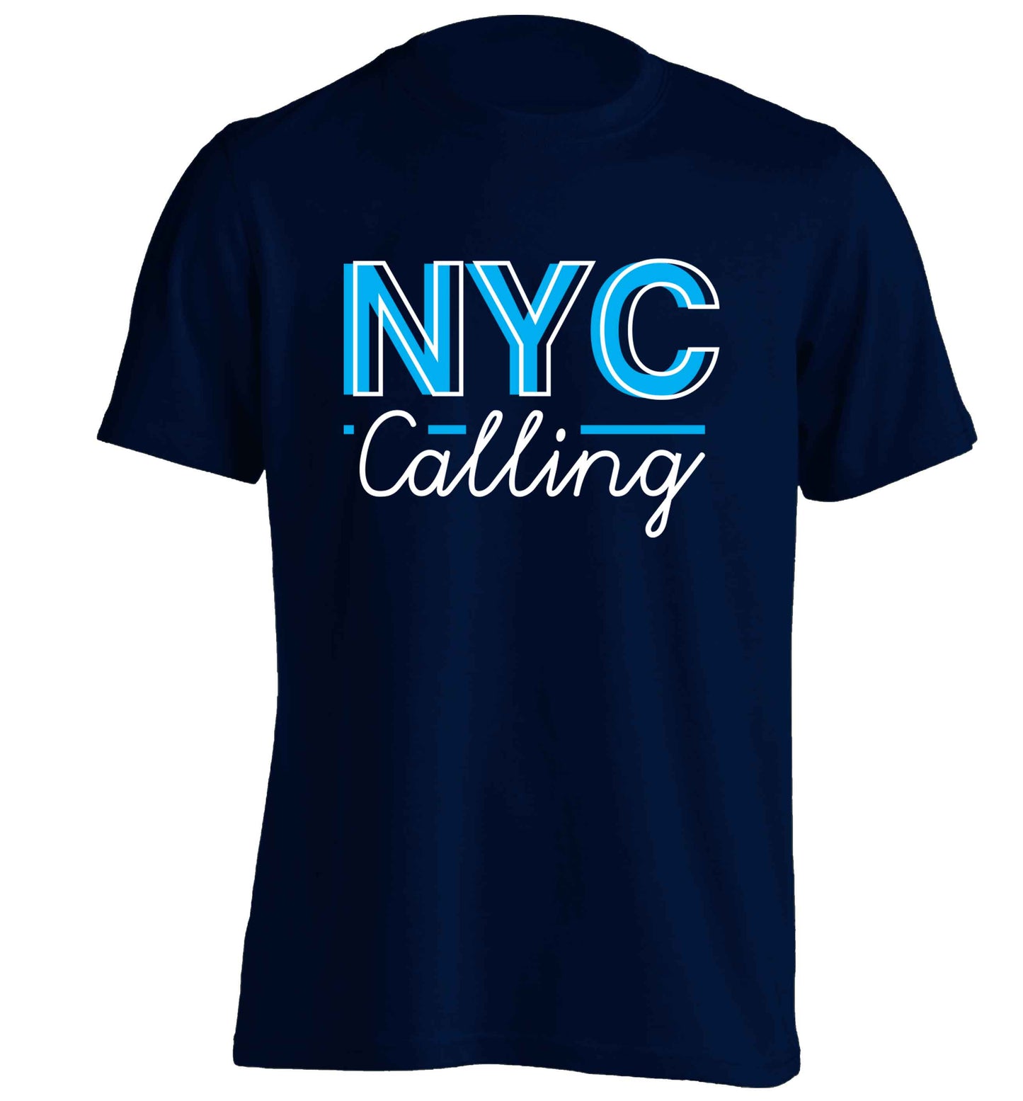 NYC calling adults unisex navy Tshirt 2XL