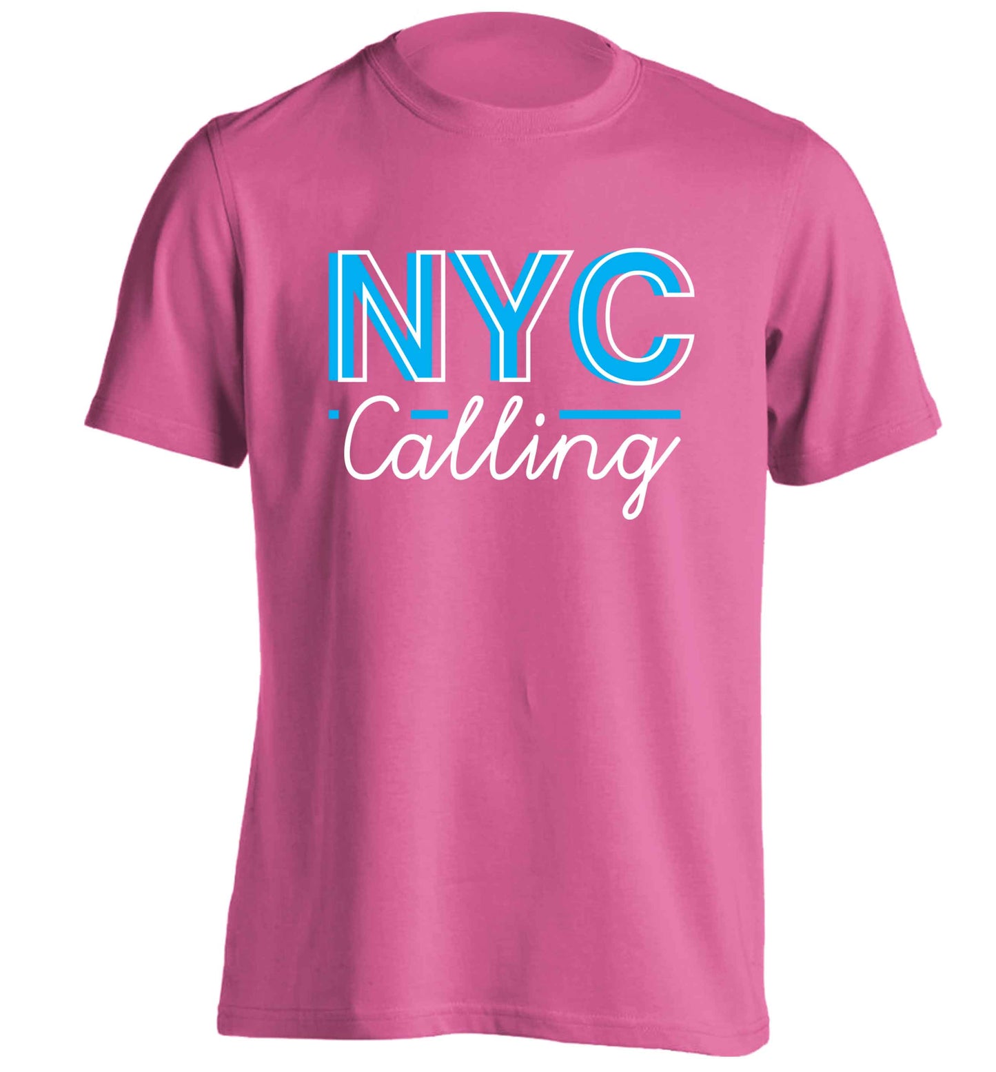 NYC calling adults unisex pink Tshirt 2XL
