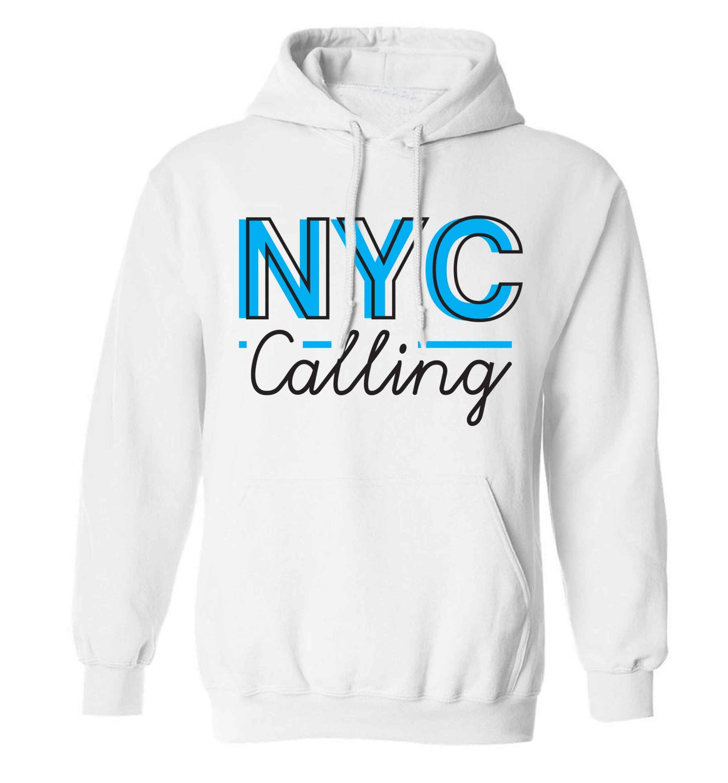 NYC calling adults unisex white hoodie 2XL