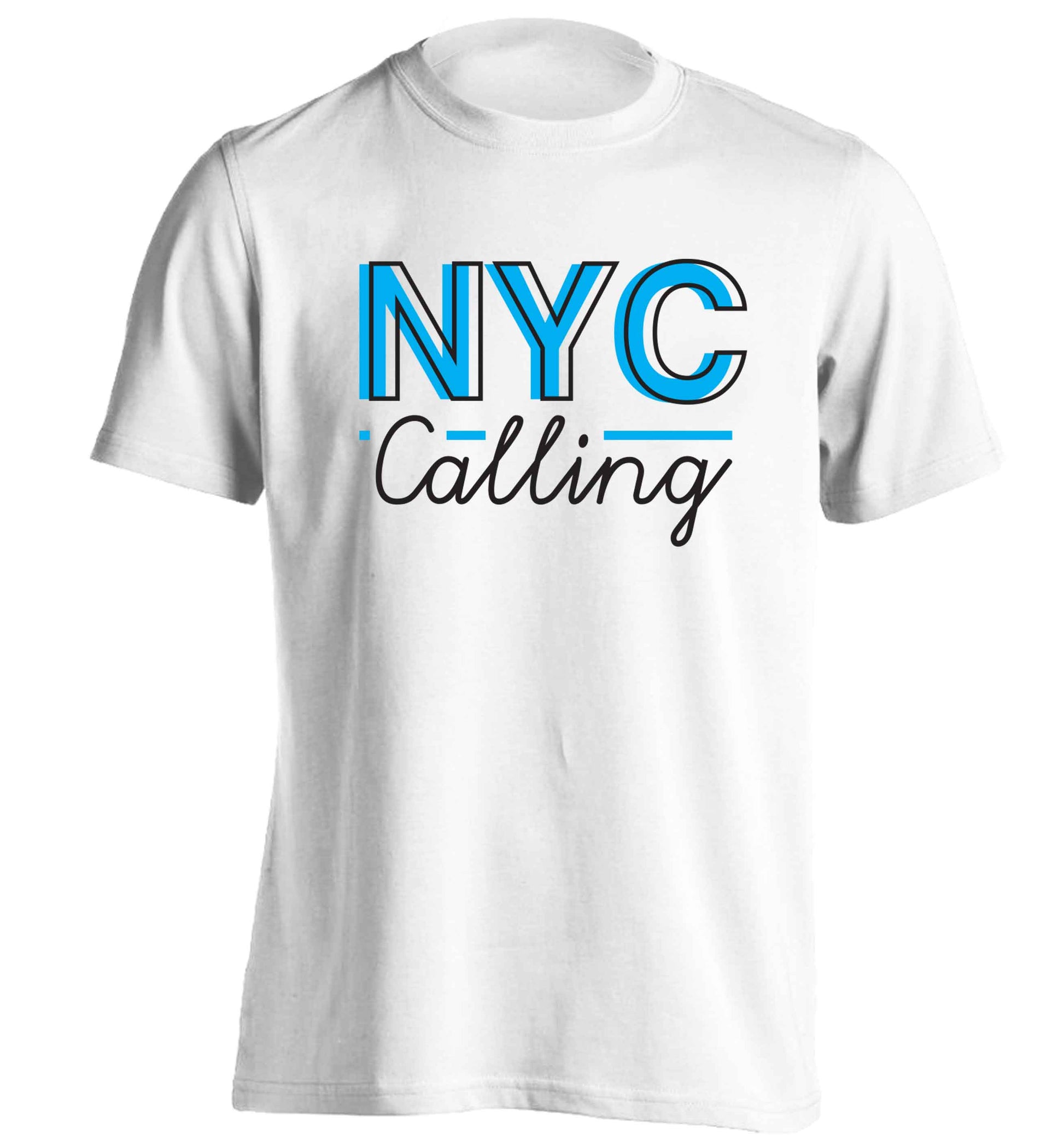 NYC calling adults unisex white Tshirt 2XL