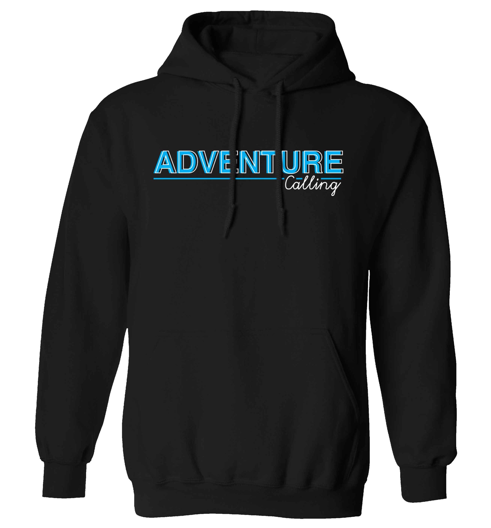 Adventure calling adults unisex black hoodie 2XL