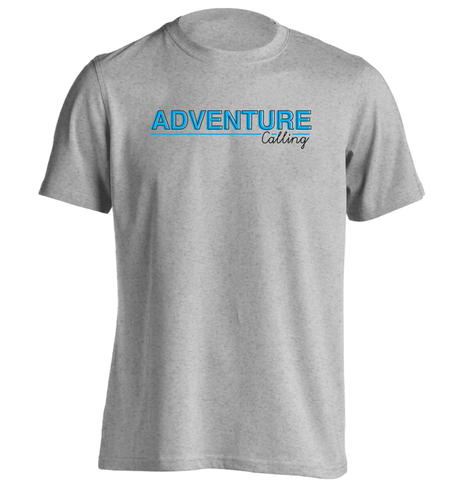 Adventure calling adults unisex grey Tshirt 2XL
