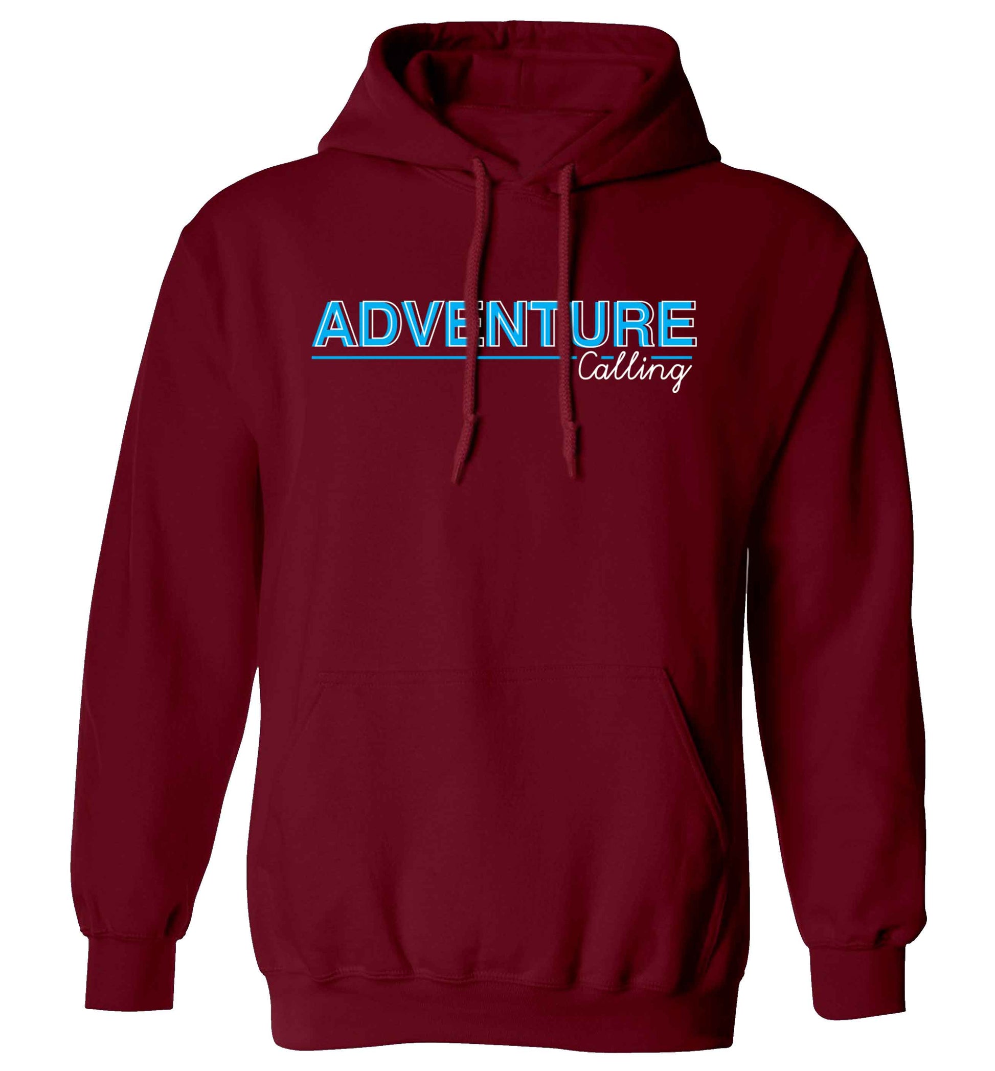 Adventure calling adults unisex maroon hoodie 2XL