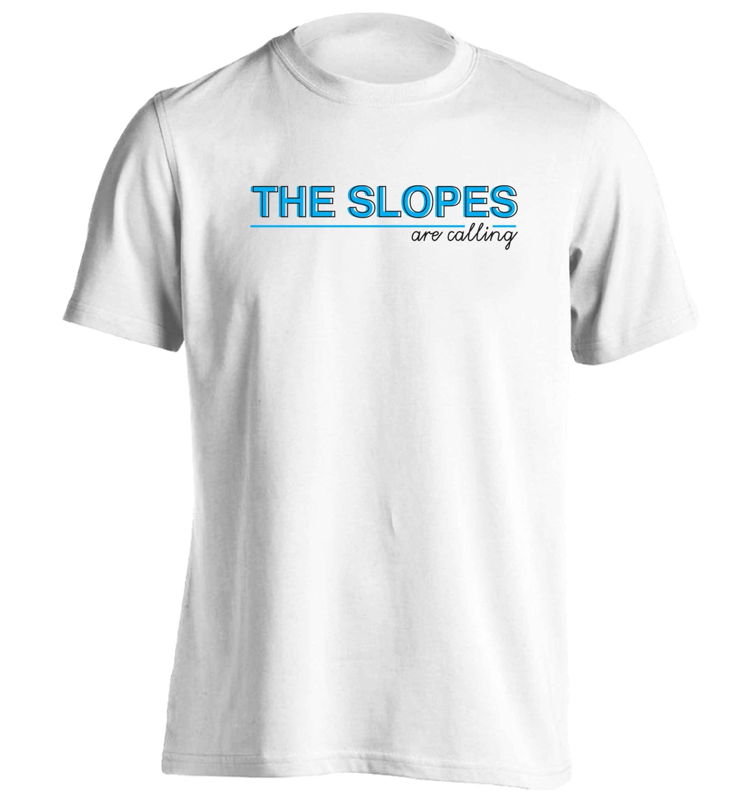 The slopes are calling adults unisex white Tshirt 2XL