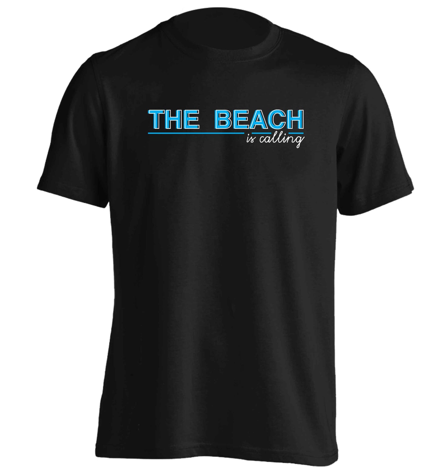 The beach is calling adults unisex black Tshirt 2XL