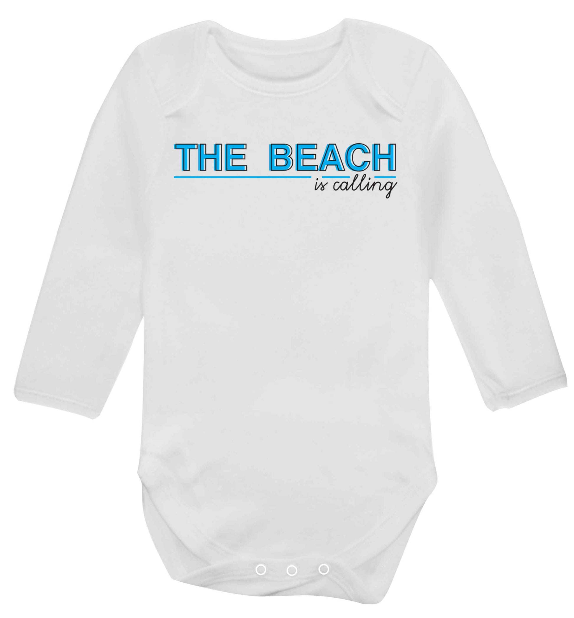 The beach is calling Baby Vest long sleeved white 6-12 months