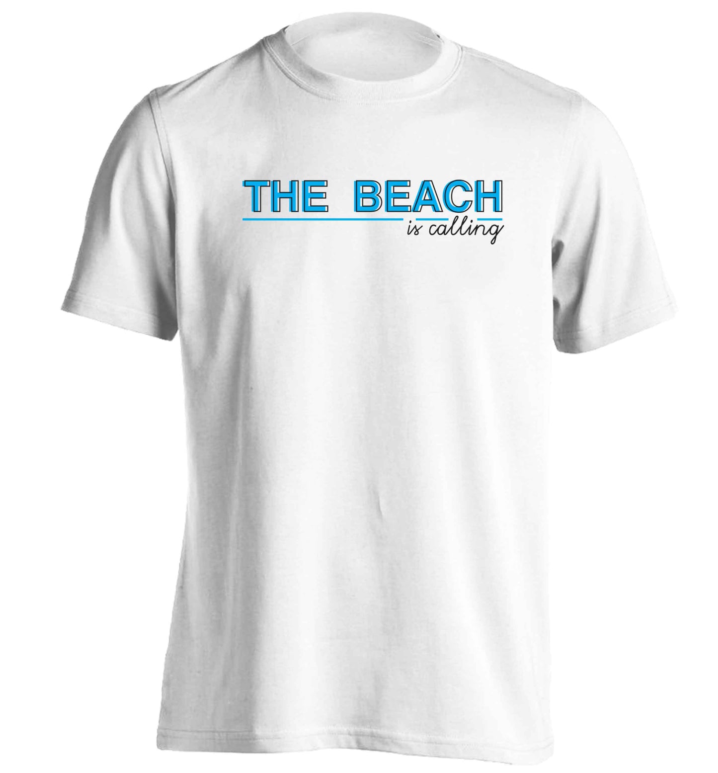 The beach is calling adults unisex white Tshirt 2XL