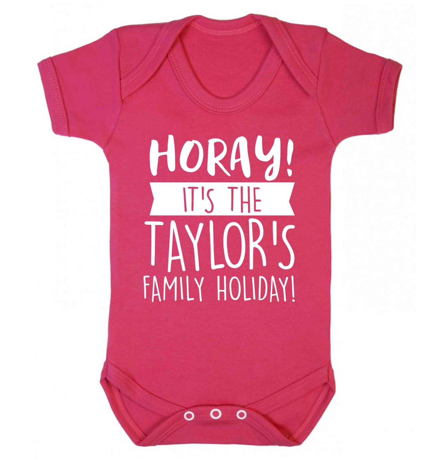 Horay it's the Taylor's family holiday! personalised item Baby Vest dark pink 18-24 months
