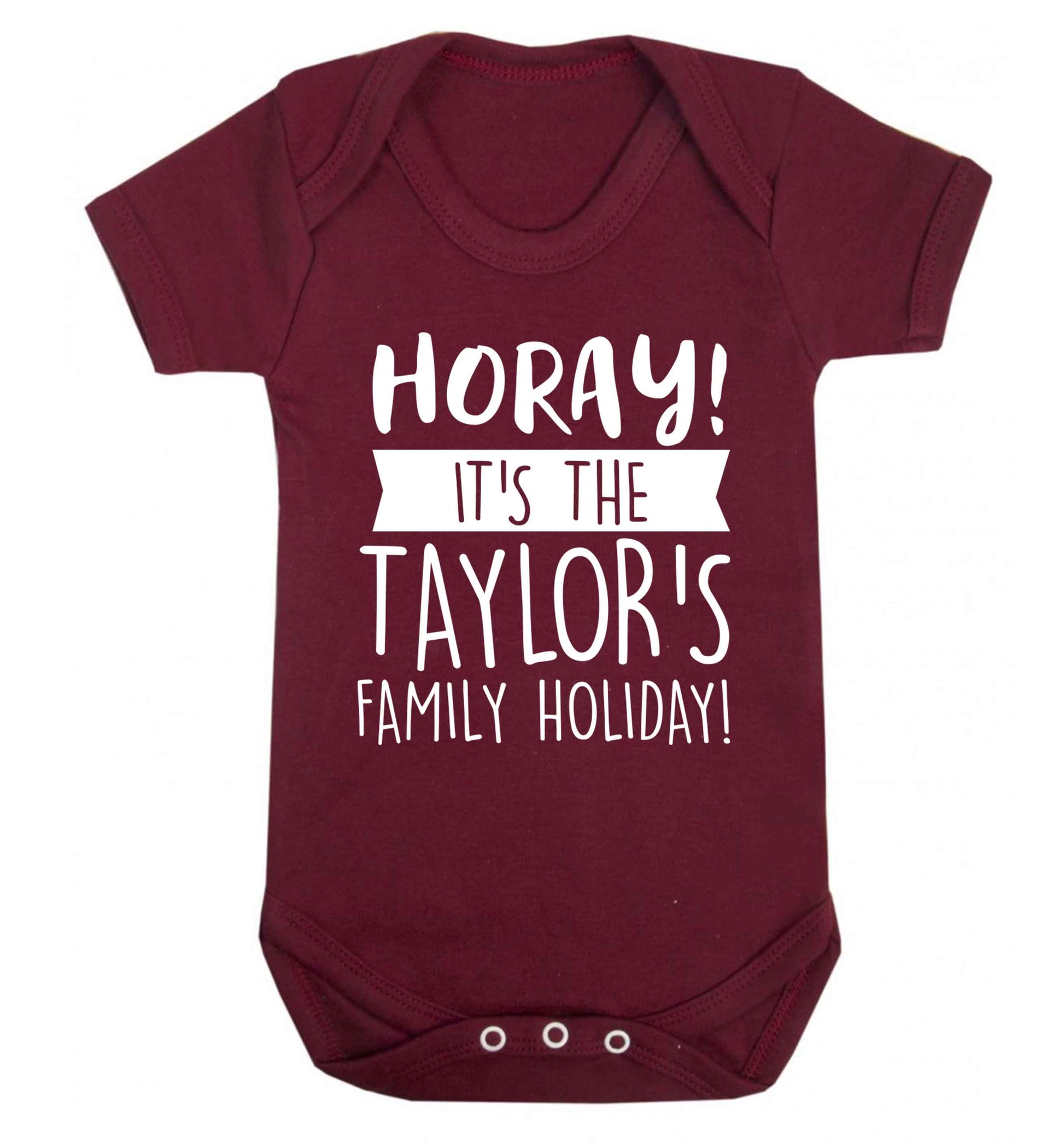 Horay it's the Taylor's family holiday! personalised item Baby Vest maroon 18-24 months