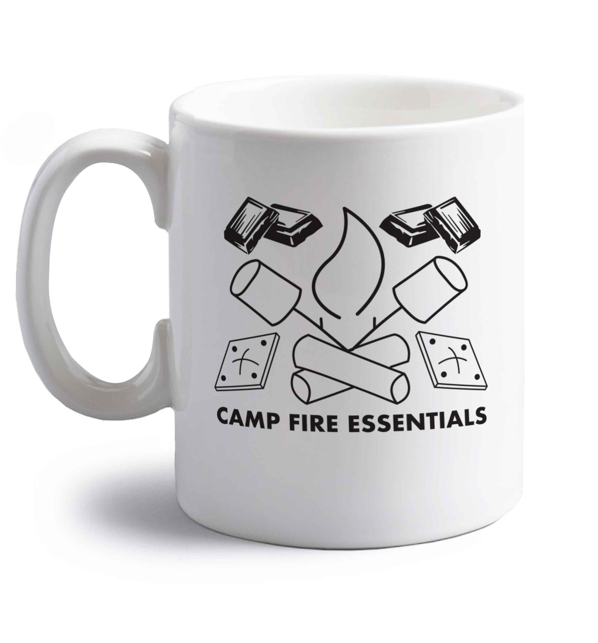 Campfire essentials right handed white ceramic mug 