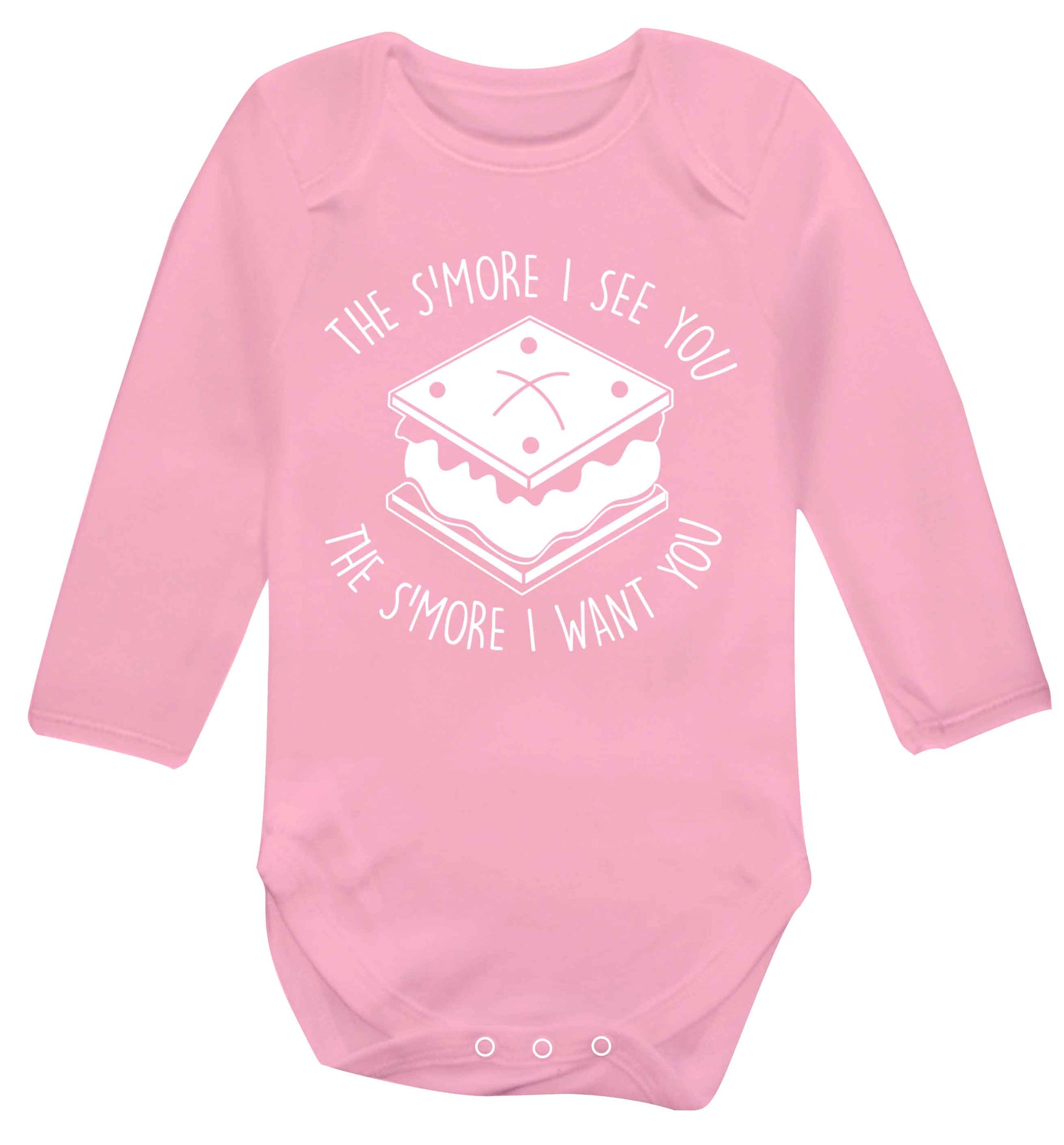 The s'more I see you the s'more I want you Baby Vest long sleeved pale pink 6-12 months
