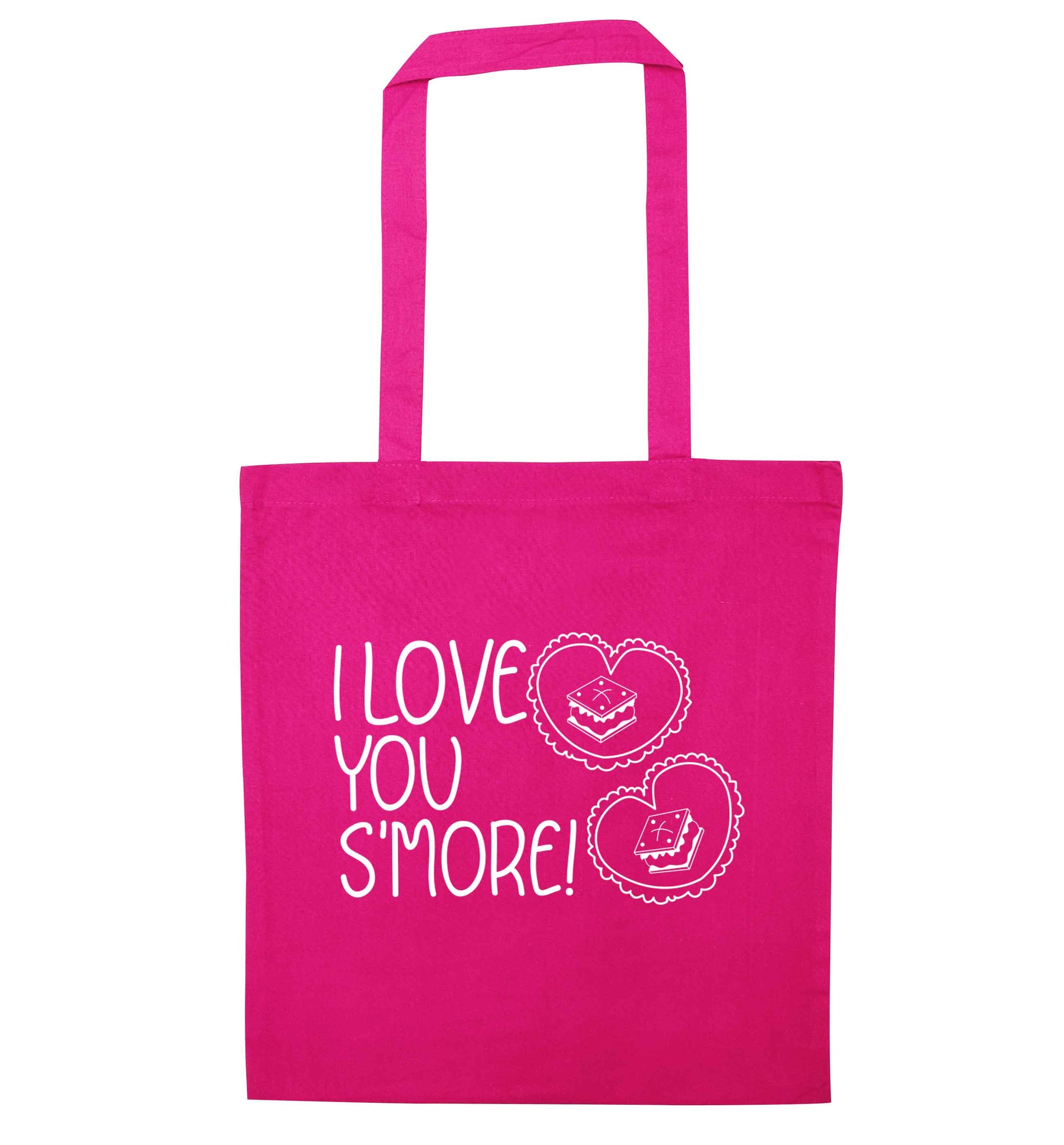 I love you s'more than anything pink tote bag