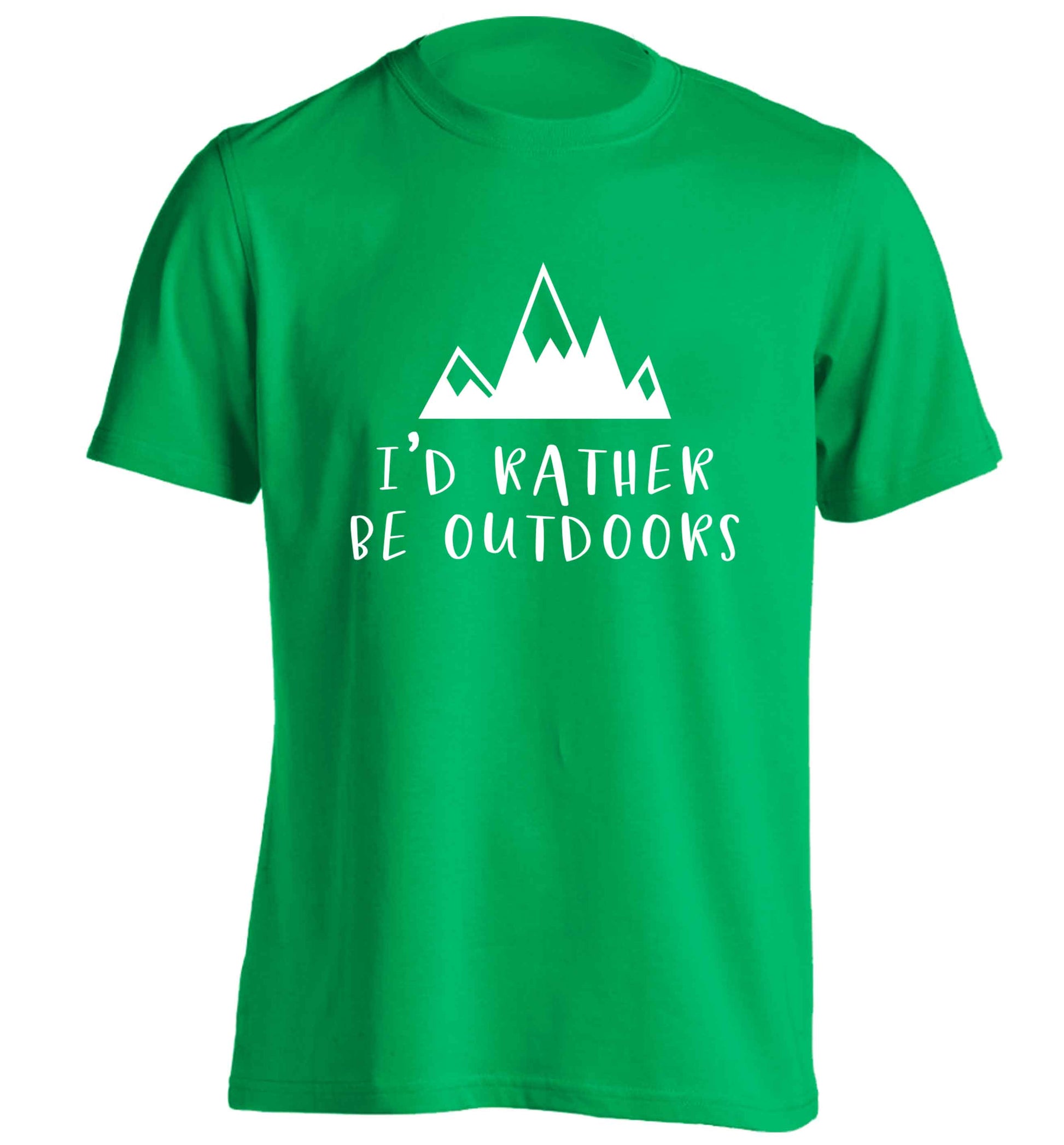 I'd rather be outdoors adults unisex green Tshirt 2XL