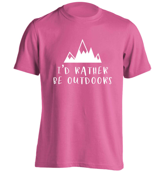 I'd rather be outdoors adults unisex pink Tshirt 2XL