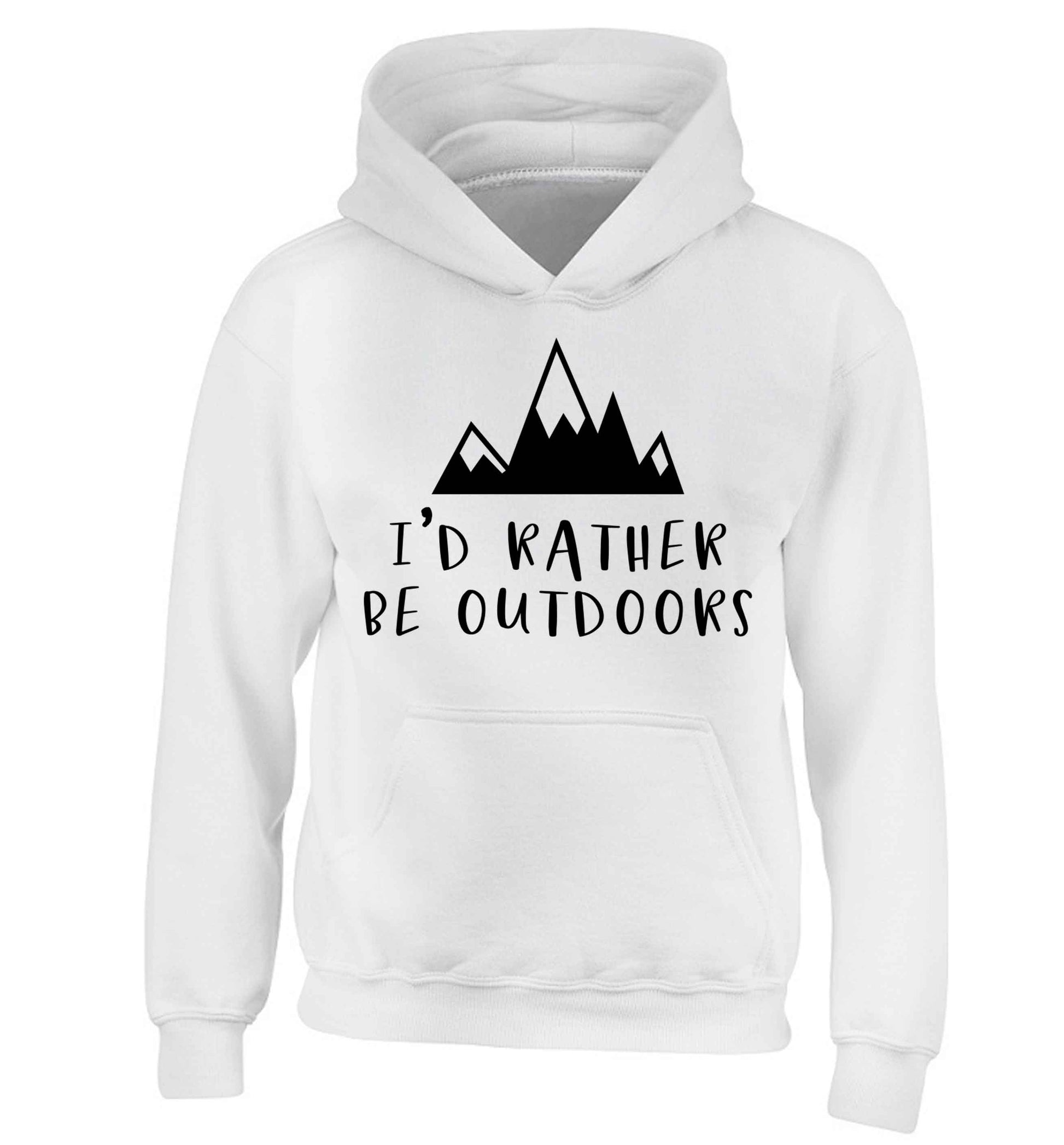I'd rather be outdoors children's white hoodie 12-13 Years