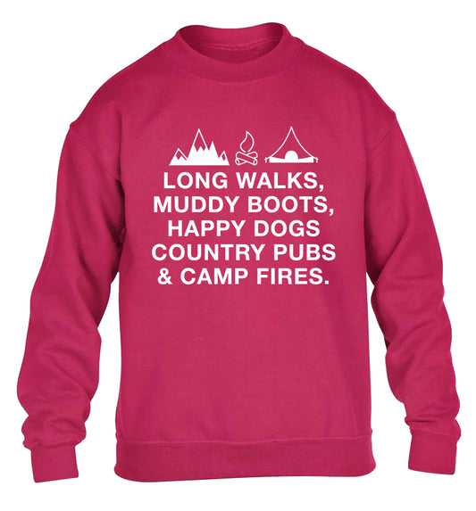 Long walks muddy boots happy dogs country pubs and camp fires children's pink sweater 12-13 Years