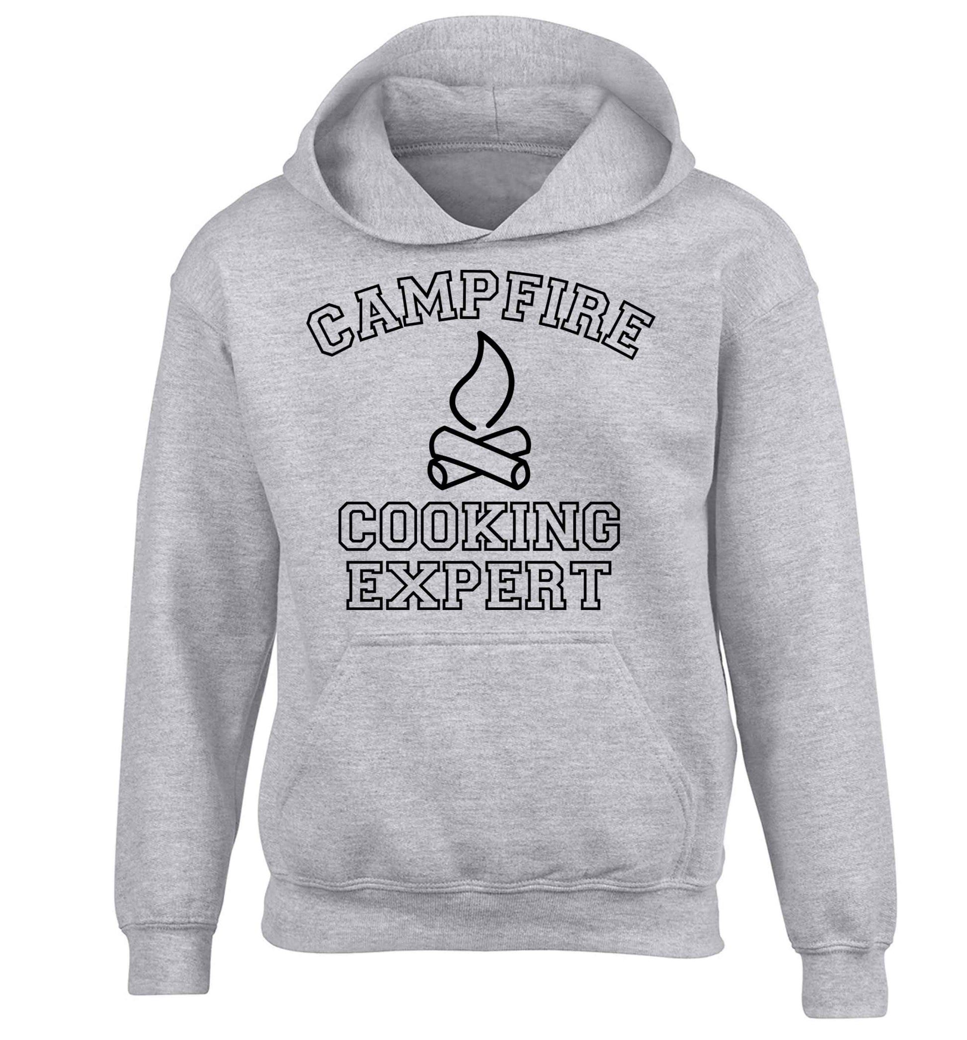 Campfire cooking expert children's grey hoodie 12-13 Years