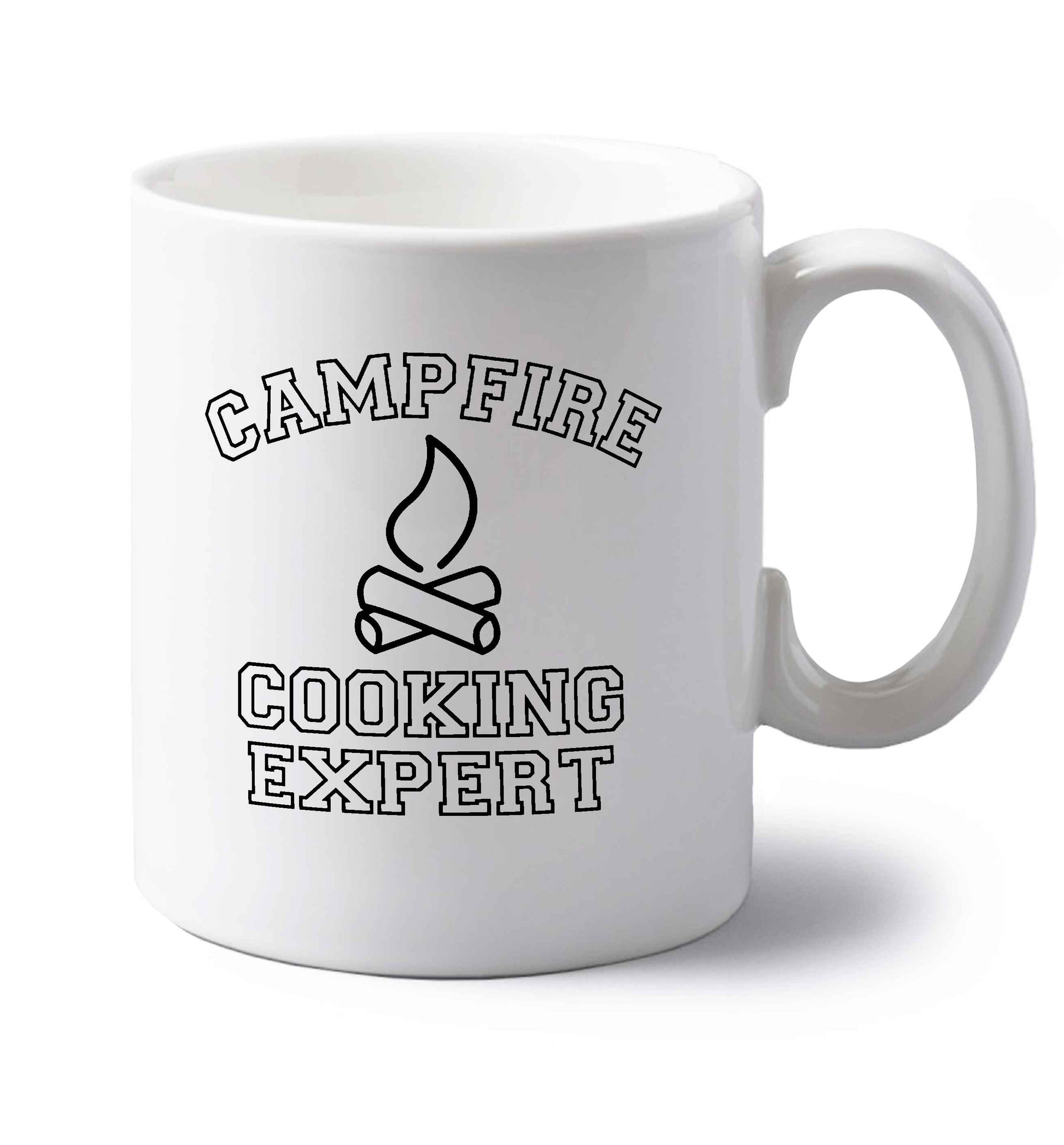 Campfire cooking expert left handed white ceramic mug 