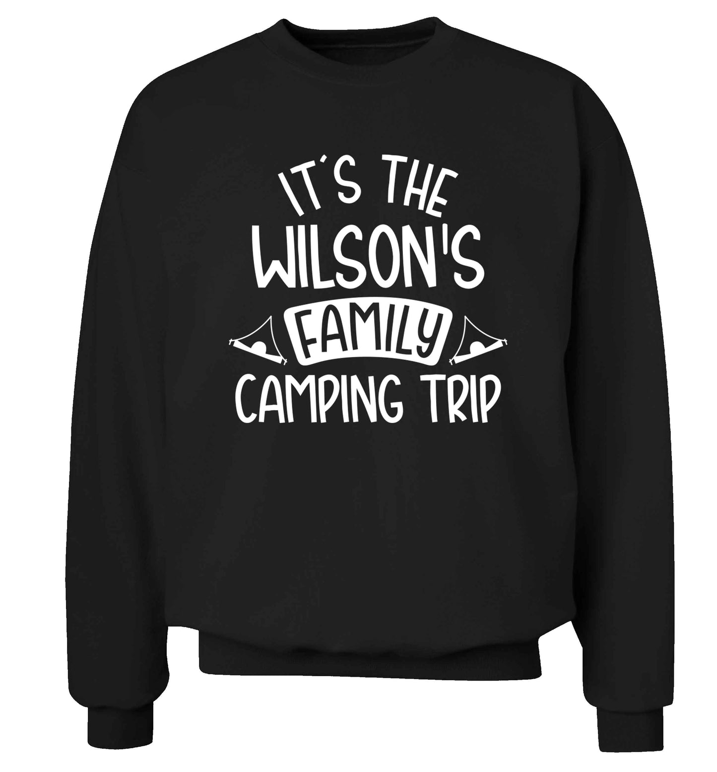 It's the Wilson's family camping trip personalised Adult's unisex black Sweater 2XL