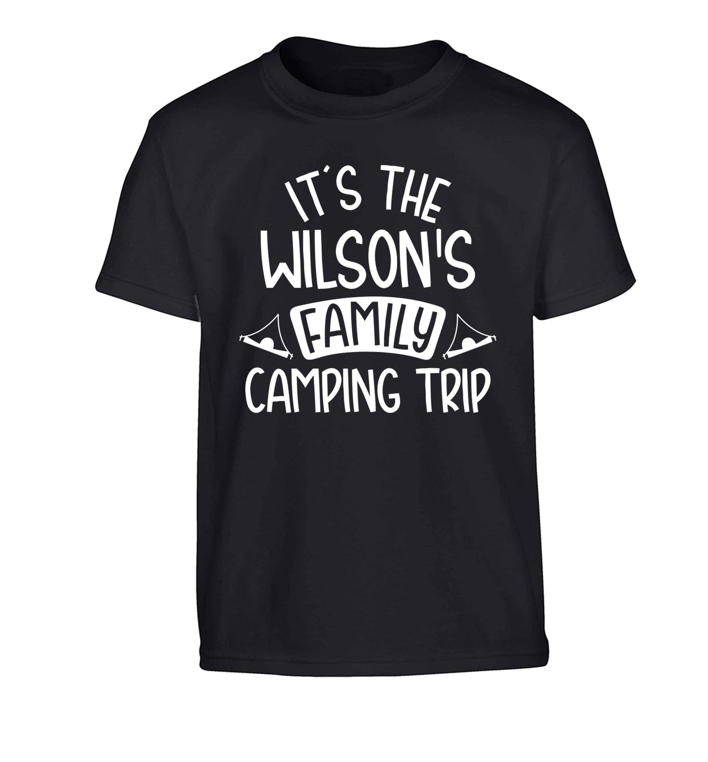 It's the Wilson's family camping trip personalised Children's black Tshirt 12-13 Years