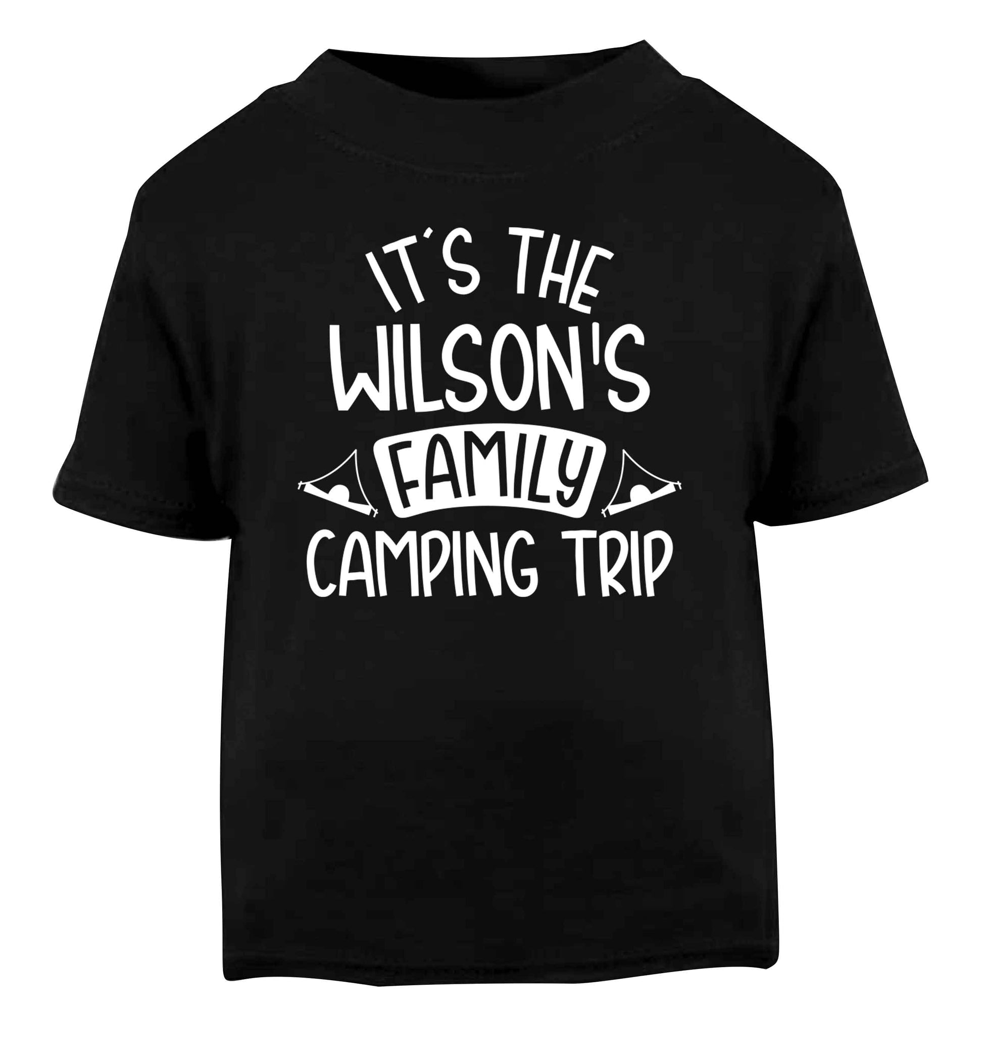 It's the Wilson's family camping trip personalised Black Baby Toddler Tshirt 2 years