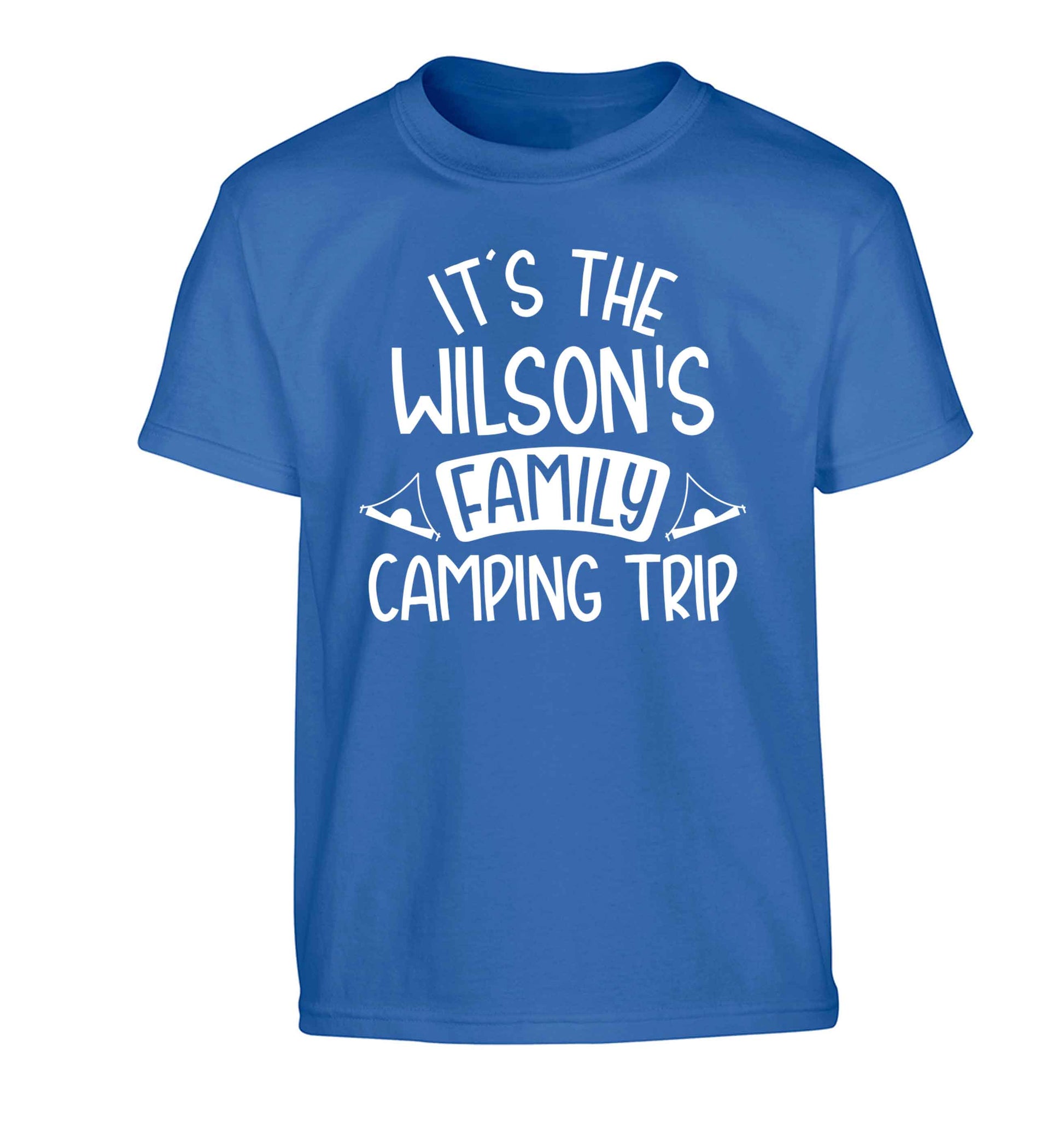 It's the Wilson's family camping trip personalised Children's blue Tshirt 12-13 Years