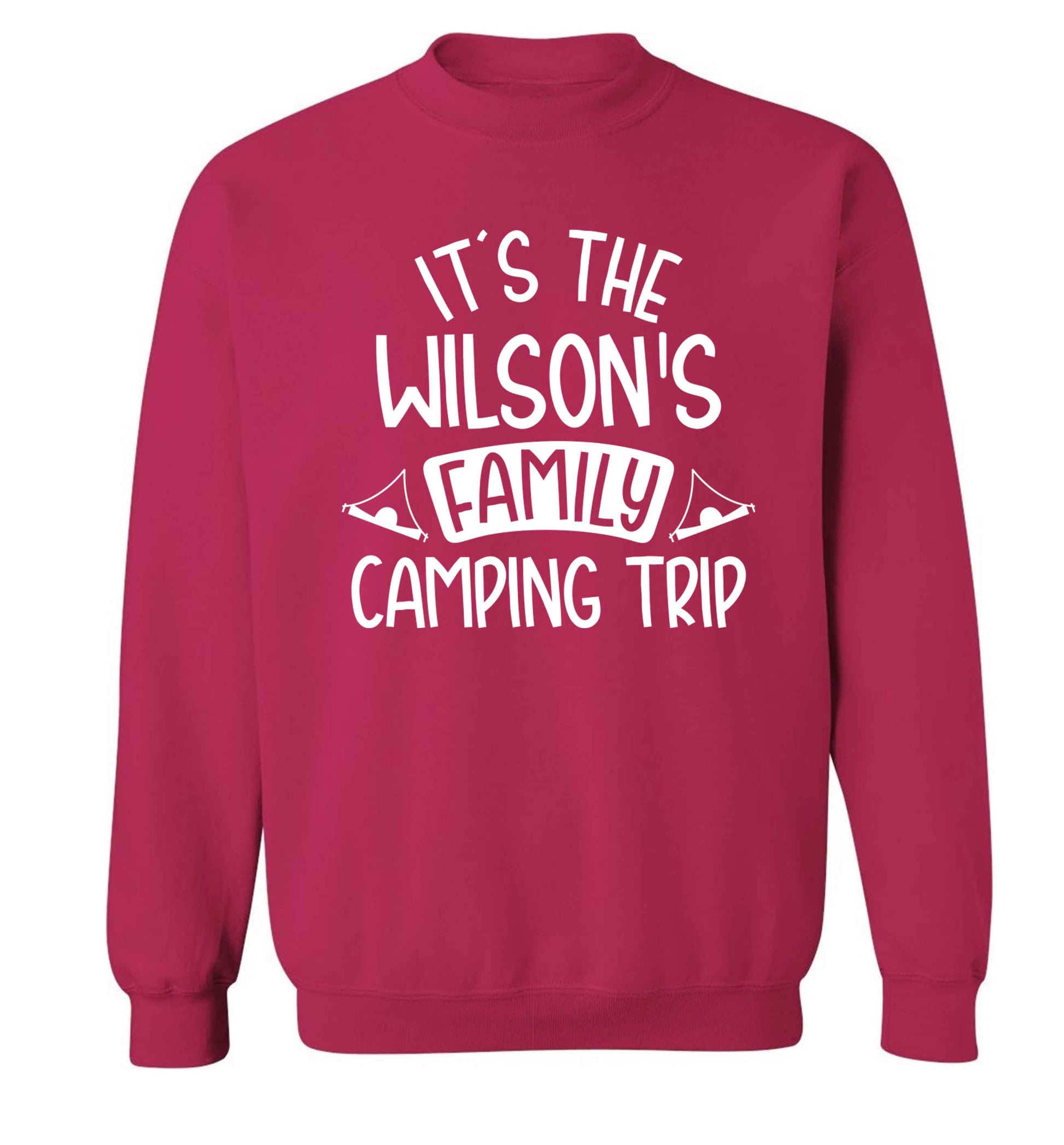 It's the Wilson's family camping trip personalised Adult's unisex pink Sweater 2XL