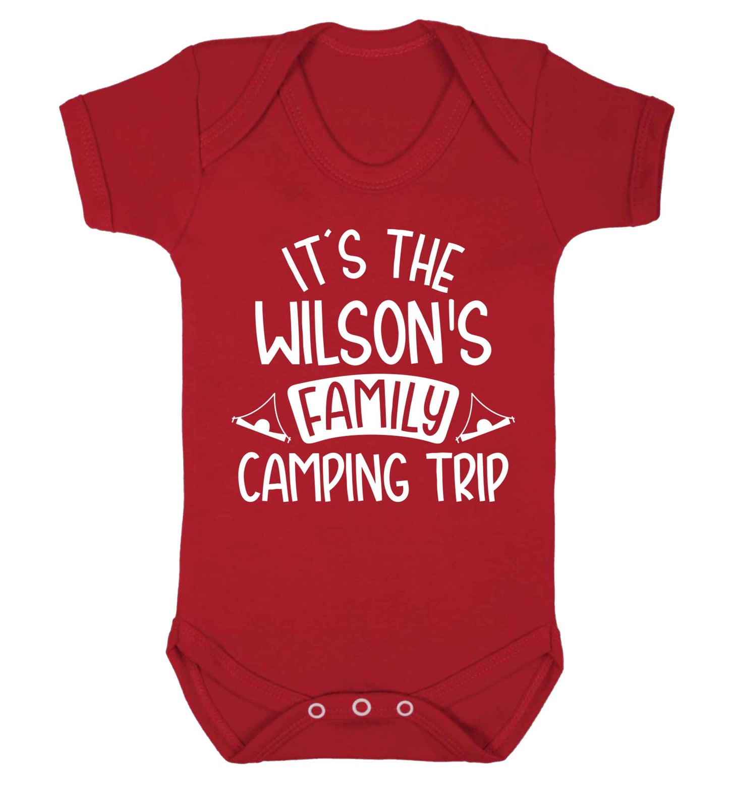 It's the Wilson's family camping trip personalised Baby Vest red 18-24 months