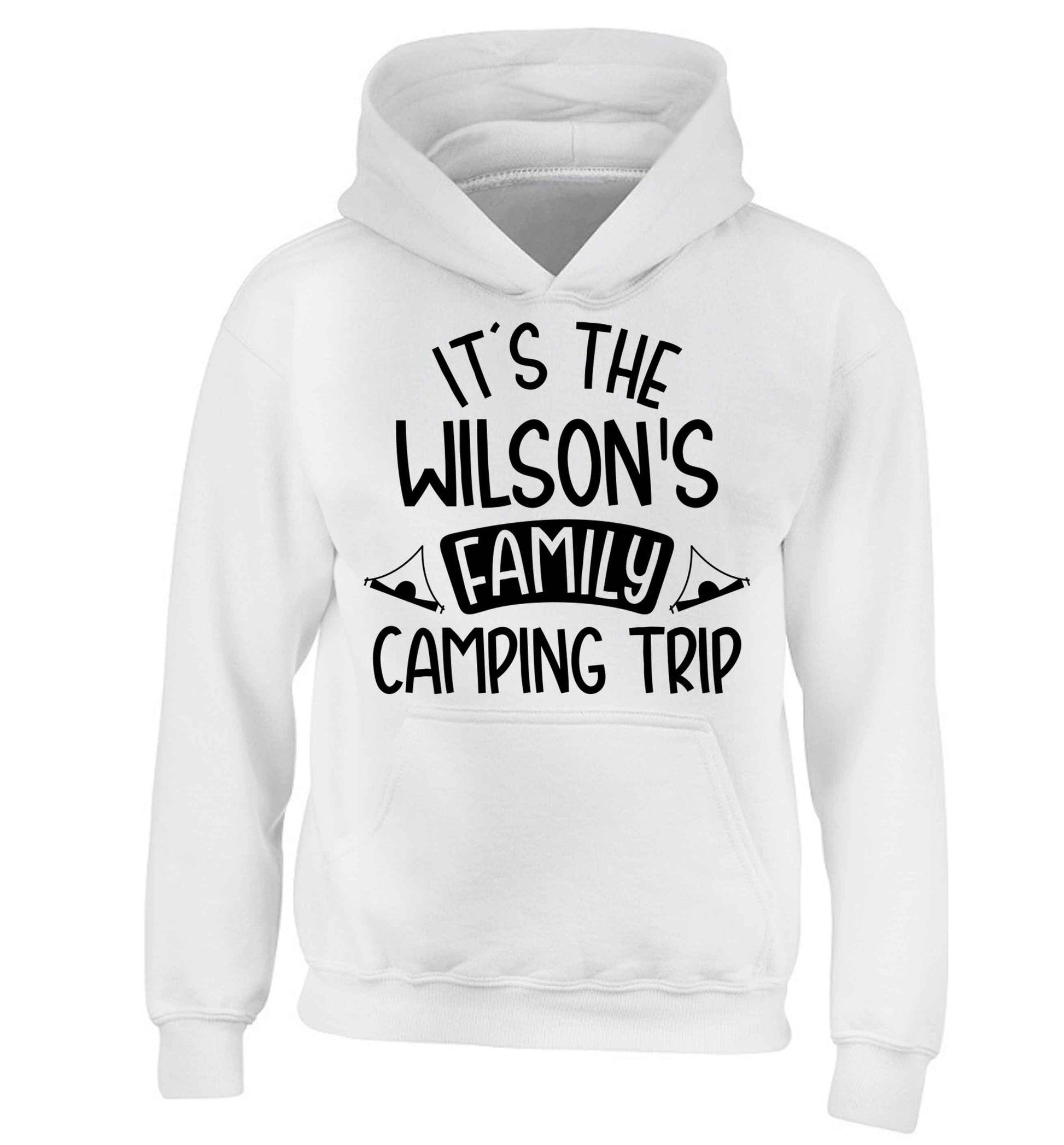 It's the Wilson's family camping trip personalised children's white hoodie 12-13 Years