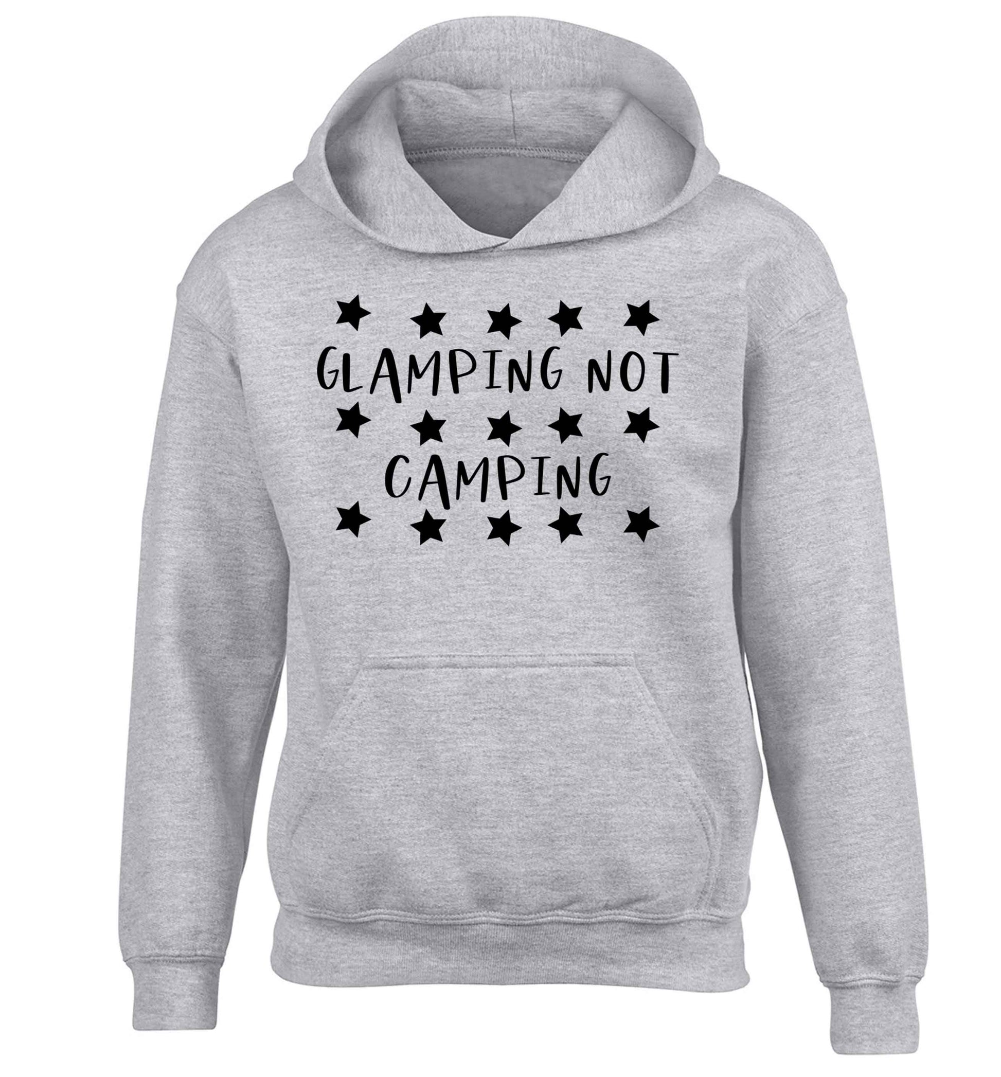 Glamping not camping children's grey hoodie 12-13 Years