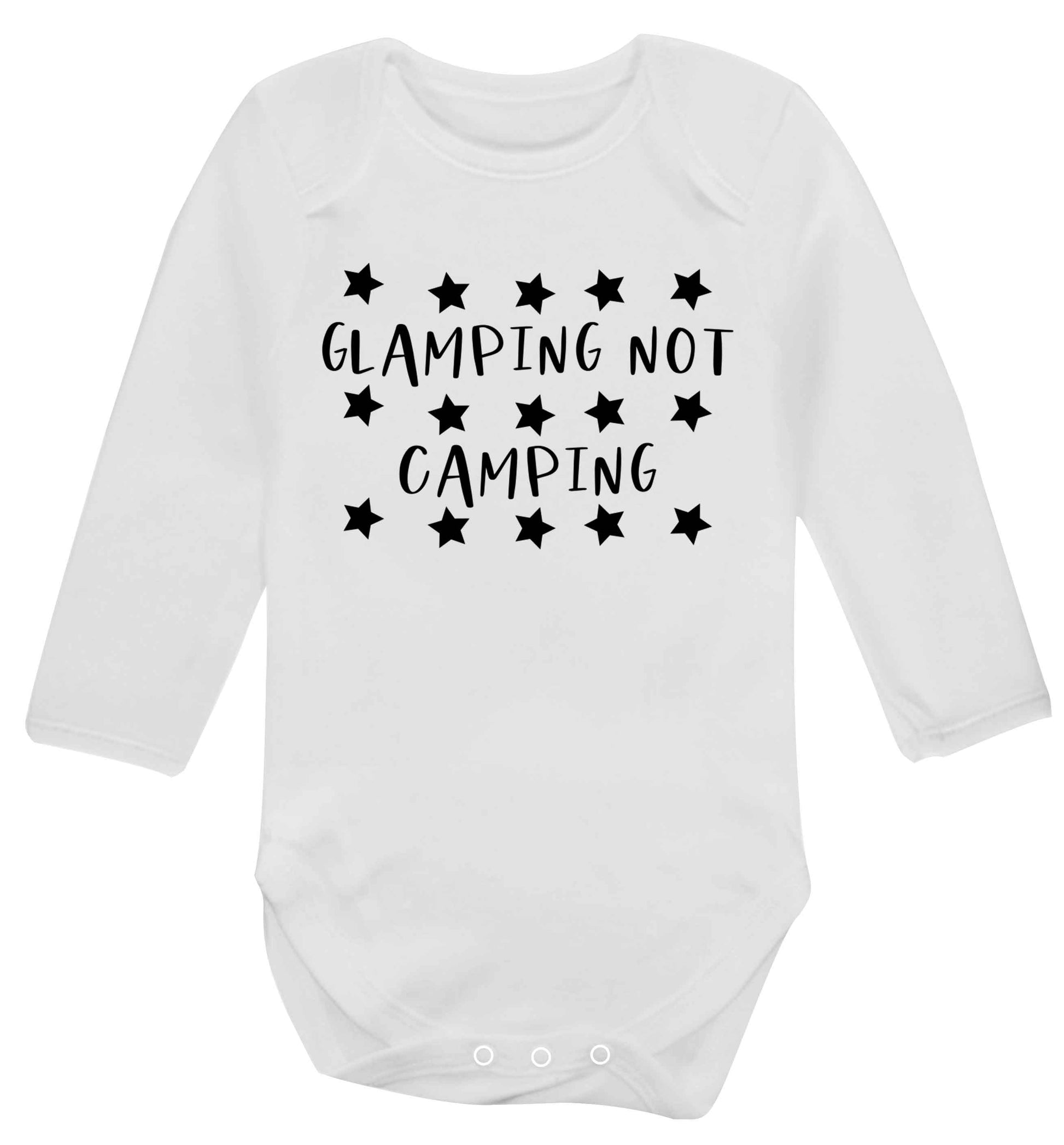 Glamping not camping Baby Vest long sleeved white 6-12 months