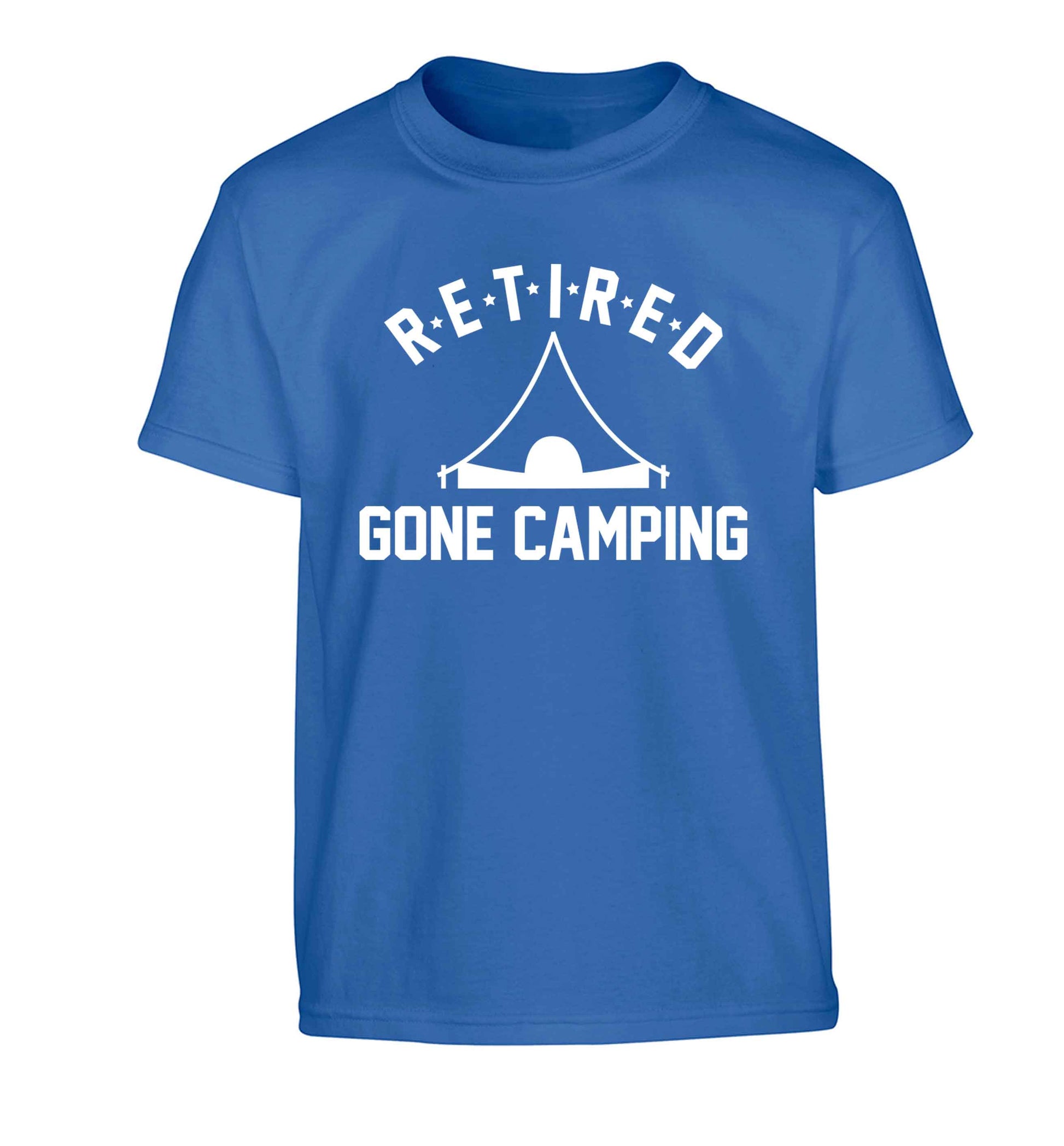 Retired gone camping Children's blue Tshirt 12-13 Years