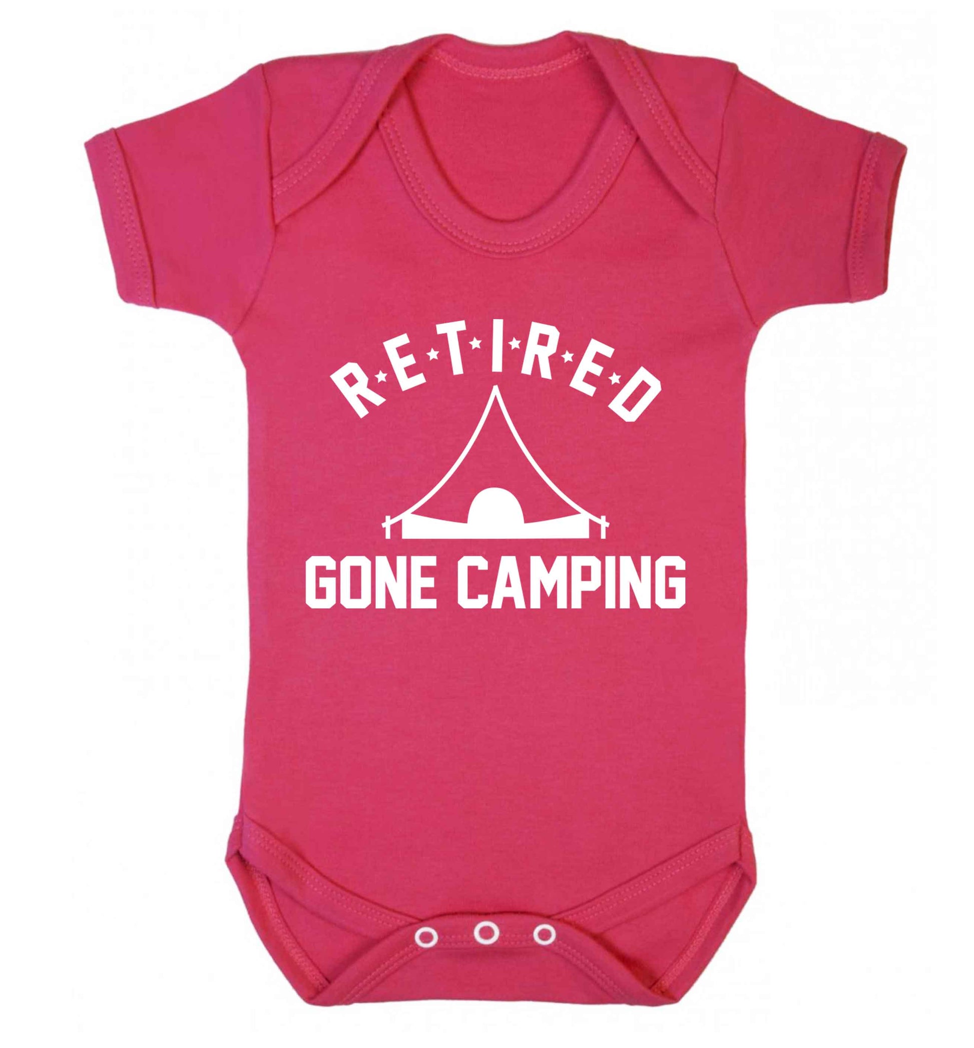 Retired gone camping Baby Vest dark pink 18-24 months