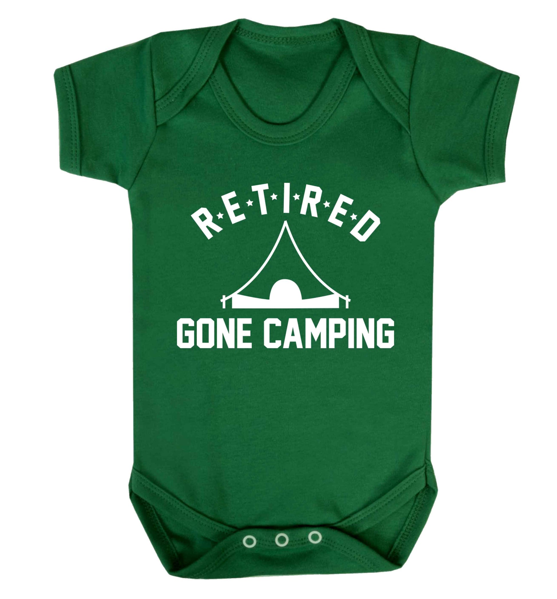 Retired gone camping Baby Vest green 18-24 months