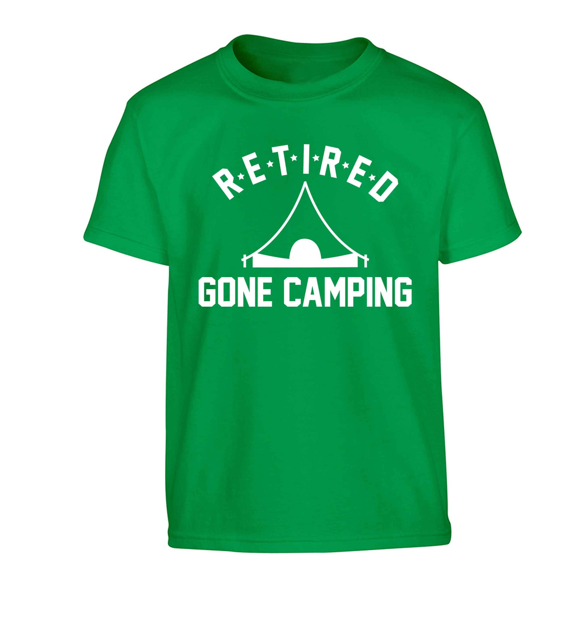 Retired gone camping Children's green Tshirt 12-13 Years