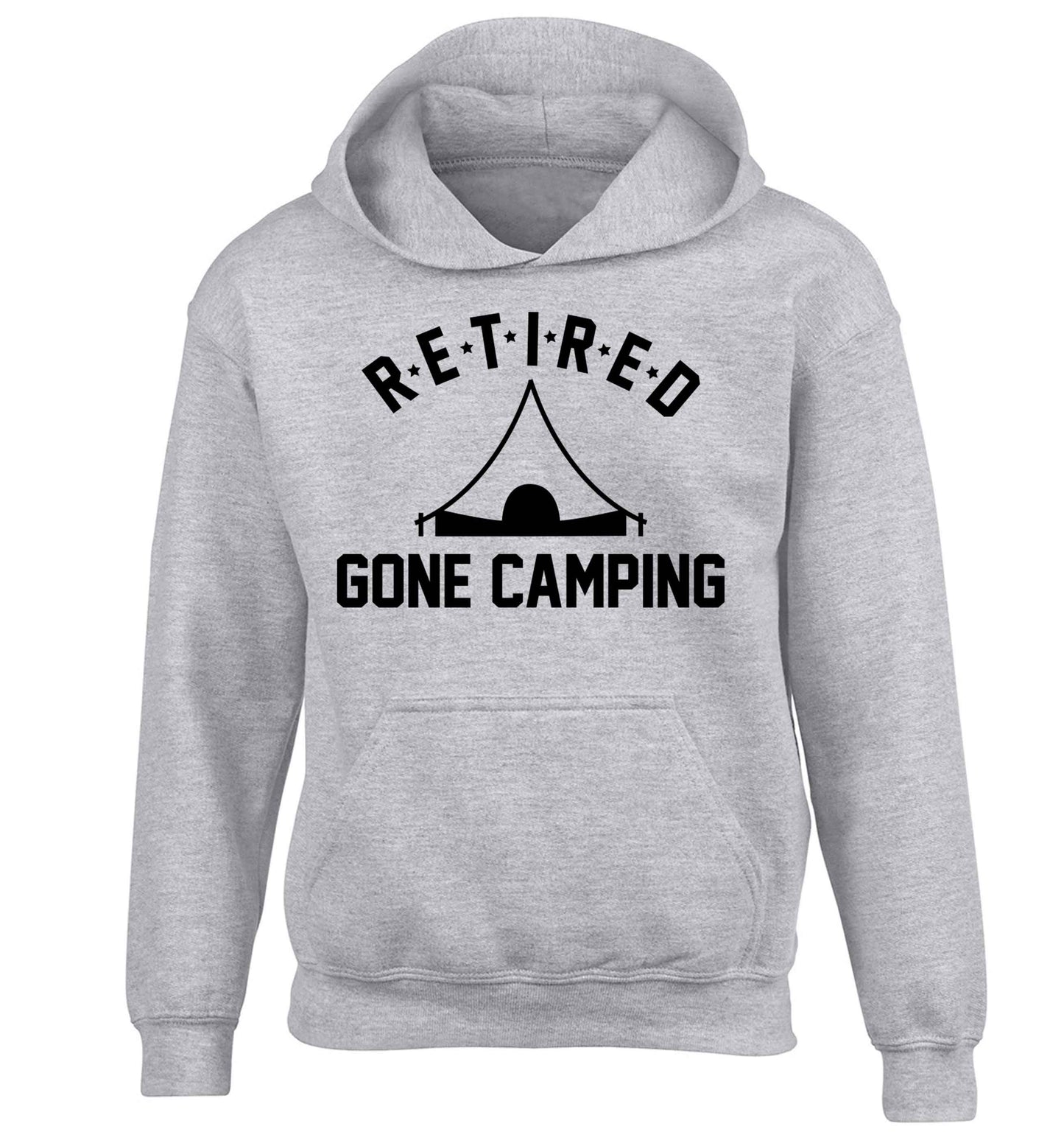 Retired gone camping children's grey hoodie 12-13 Years