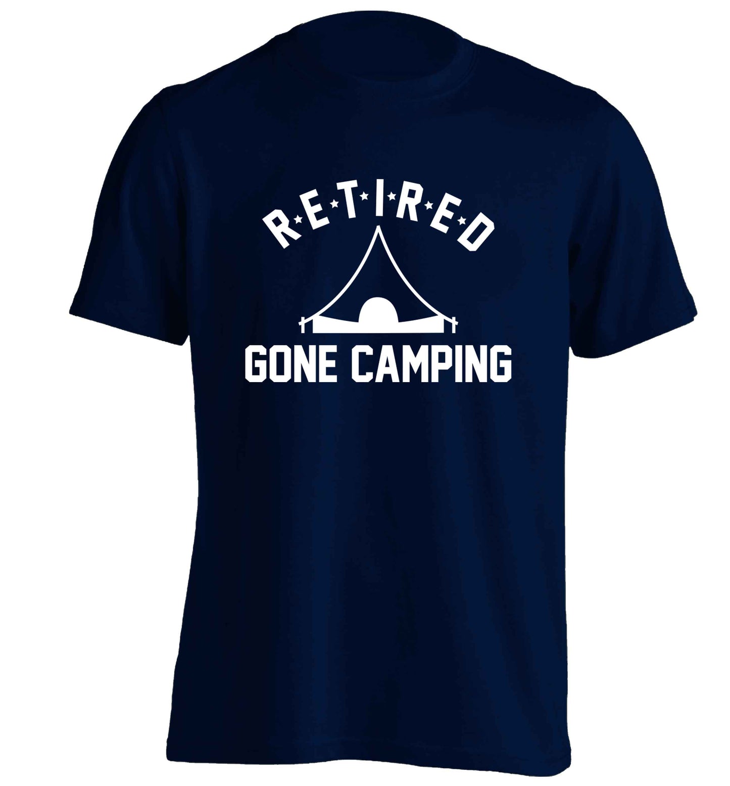 Retired gone camping adults unisex navy Tshirt 2XL