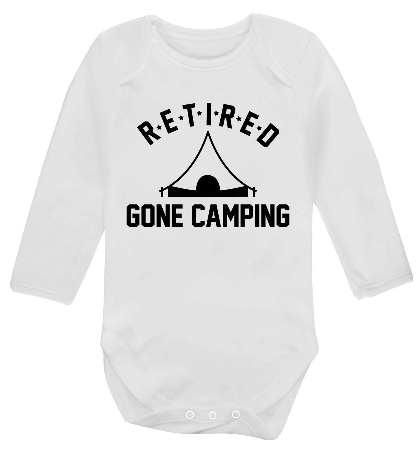 Retired gone camping Baby Vest long sleeved white 6-12 months